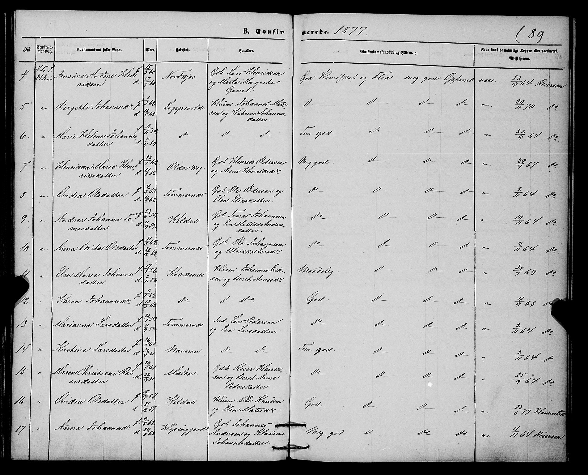 Skjervøy sokneprestkontor, SATØ/S-1300/H/Ha/Haa/L0013kirke: Parish register (official) no. 13, 1863-1877, p. 89