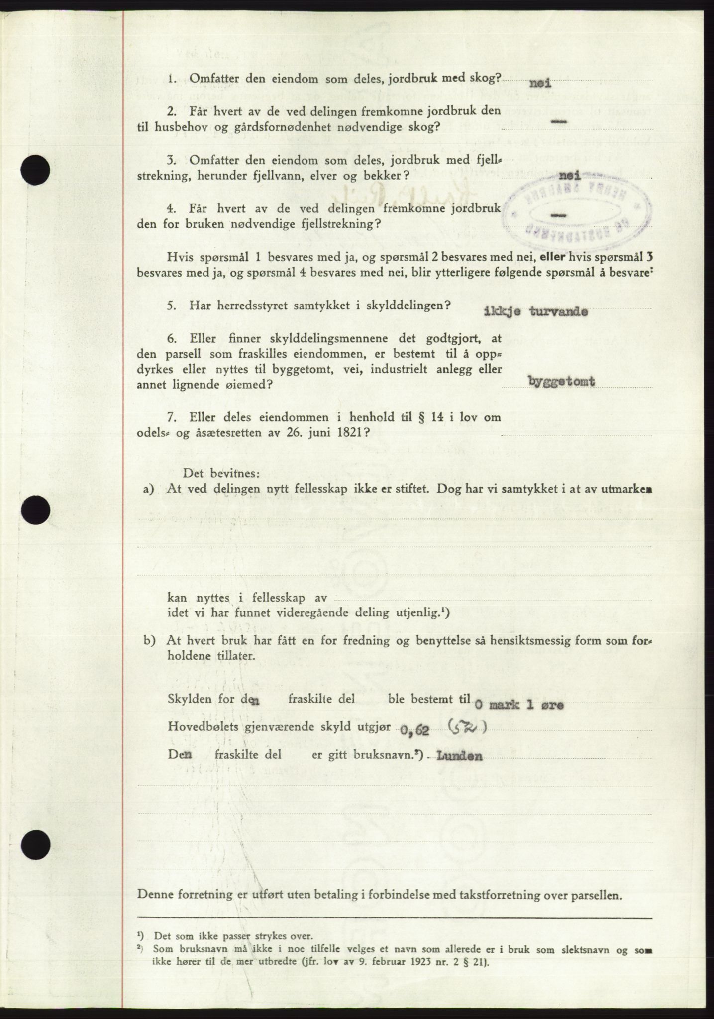 Søre Sunnmøre sorenskriveri, AV/SAT-A-4122/1/2/2C/L0092: Mortgage book no. 18A, 1952-1952, Diary no: : 789/1952
