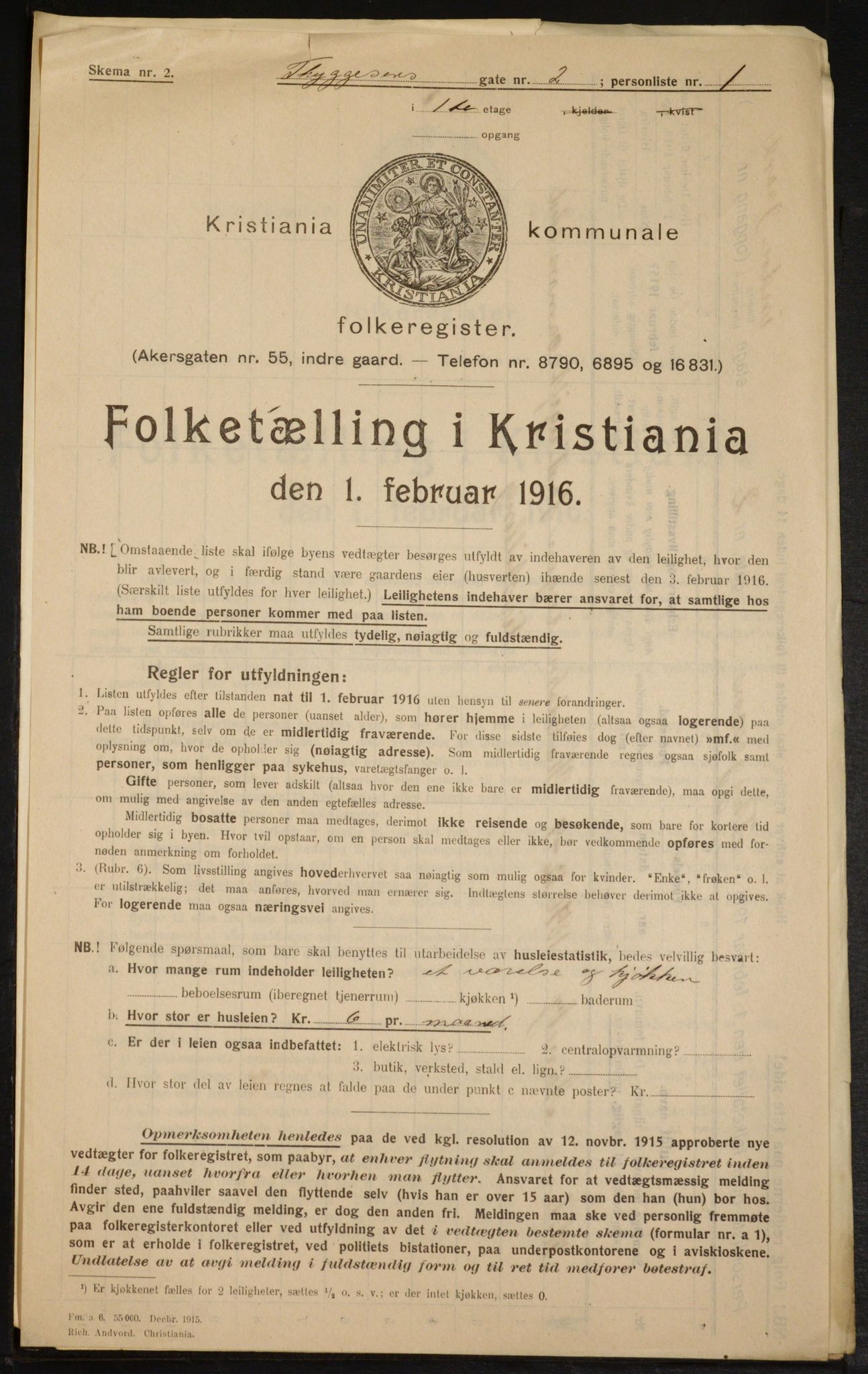 OBA, Municipal Census 1916 for Kristiania, 1916, p. 114611