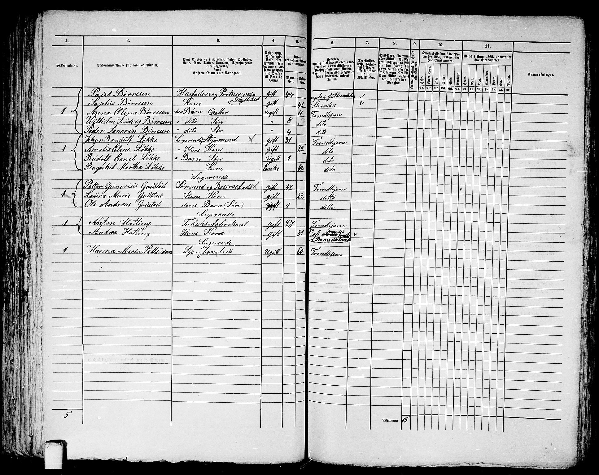 RA, 1865 census for Trondheim, 1865, p. 666