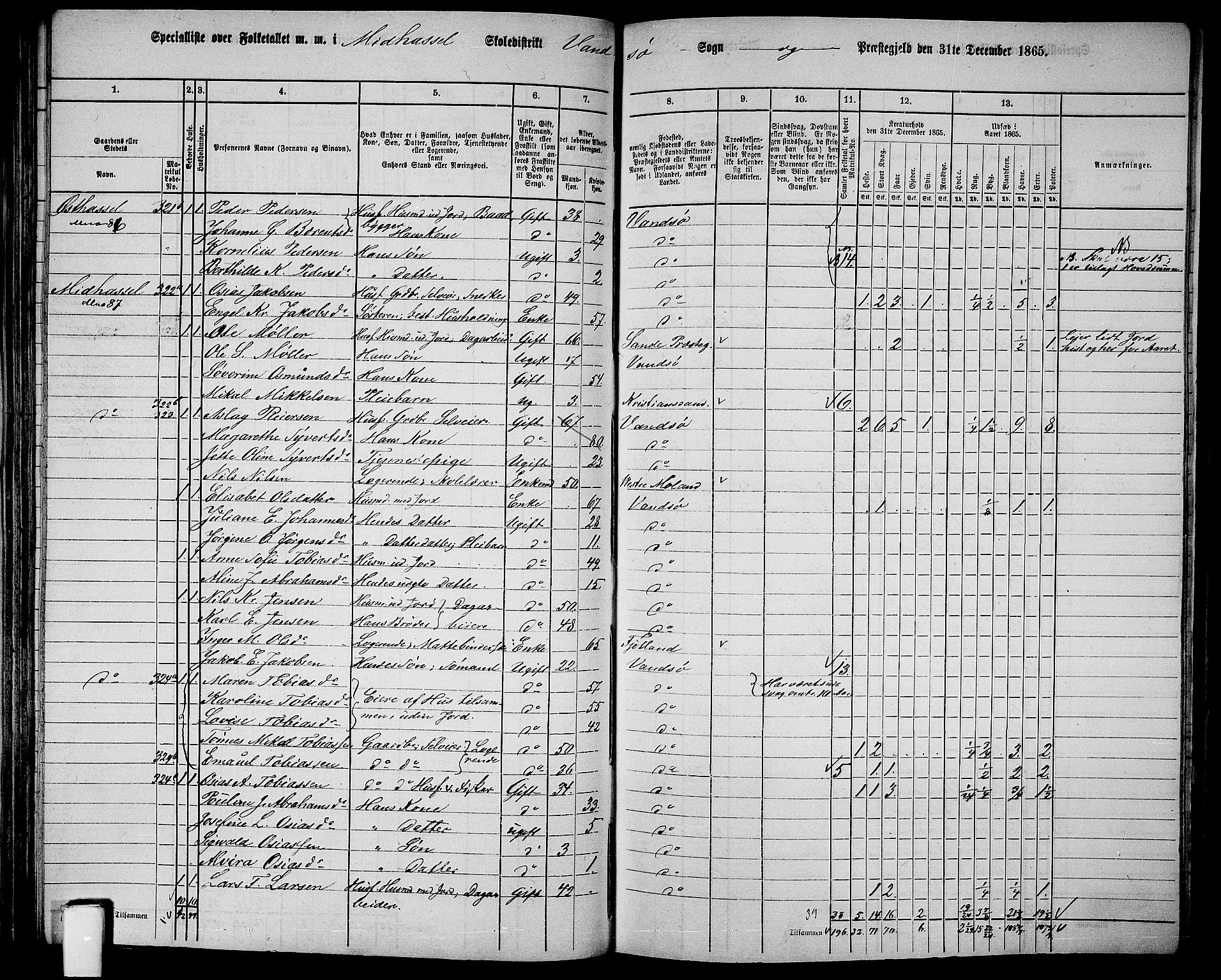 RA, 1865 census for Vanse/Vanse og Farsund, 1865, p. 103