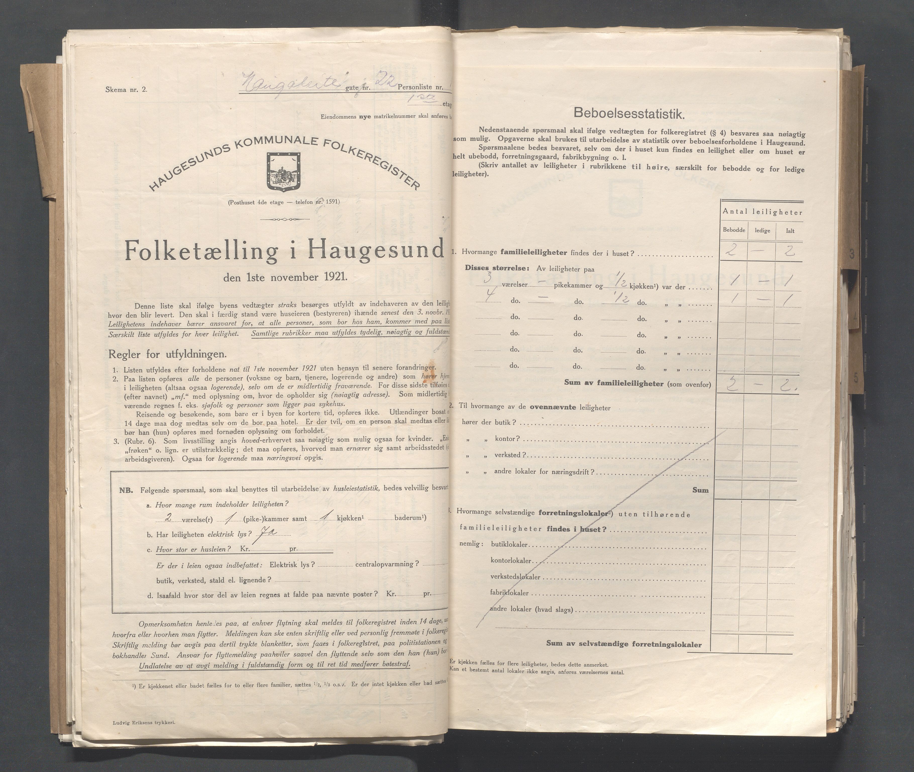 IKAR, Local census 1.11.1921 for Haugesund, 1921, p. 1897