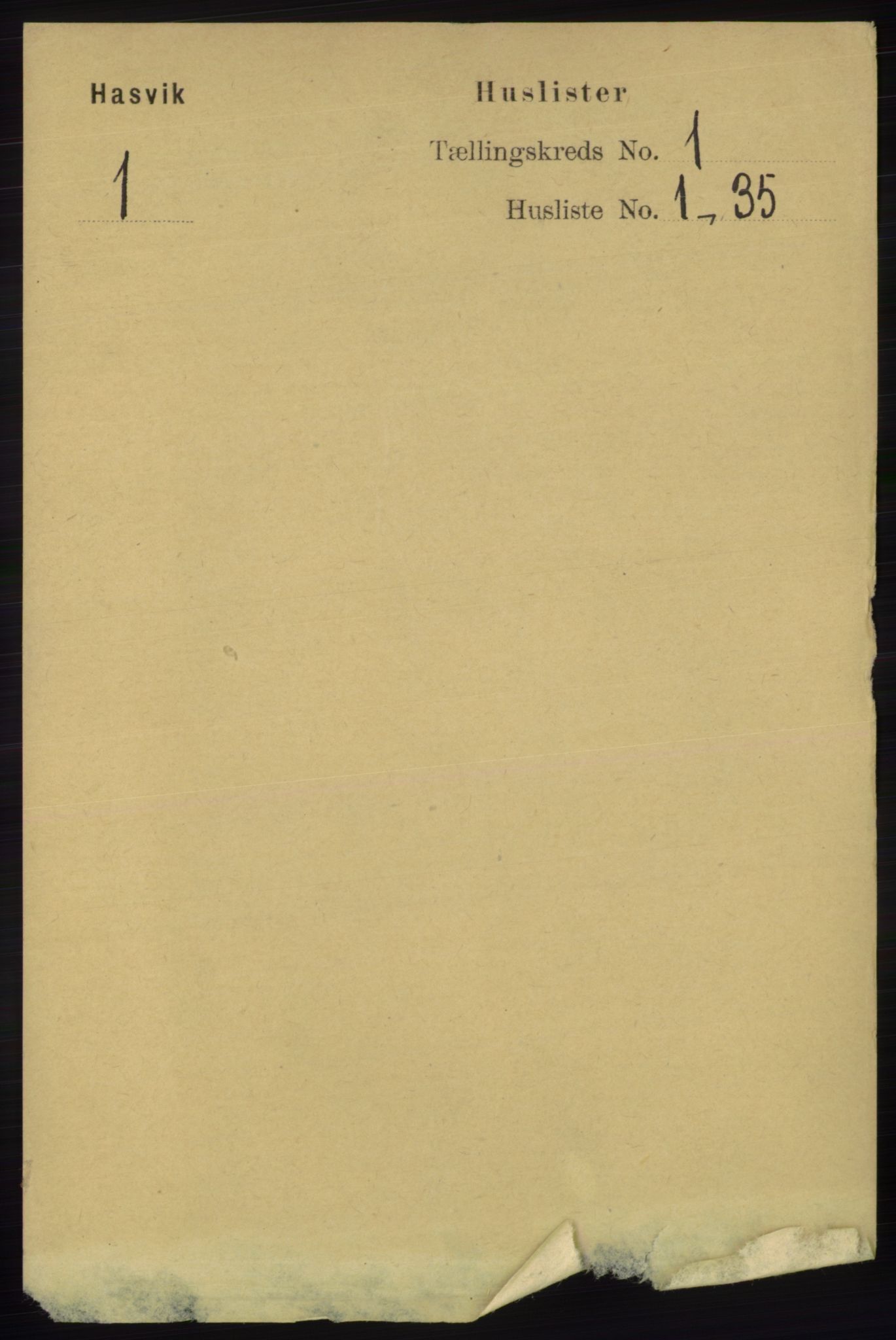 RA, 1891 census for 2015 Hasvik, 1891, p. 20