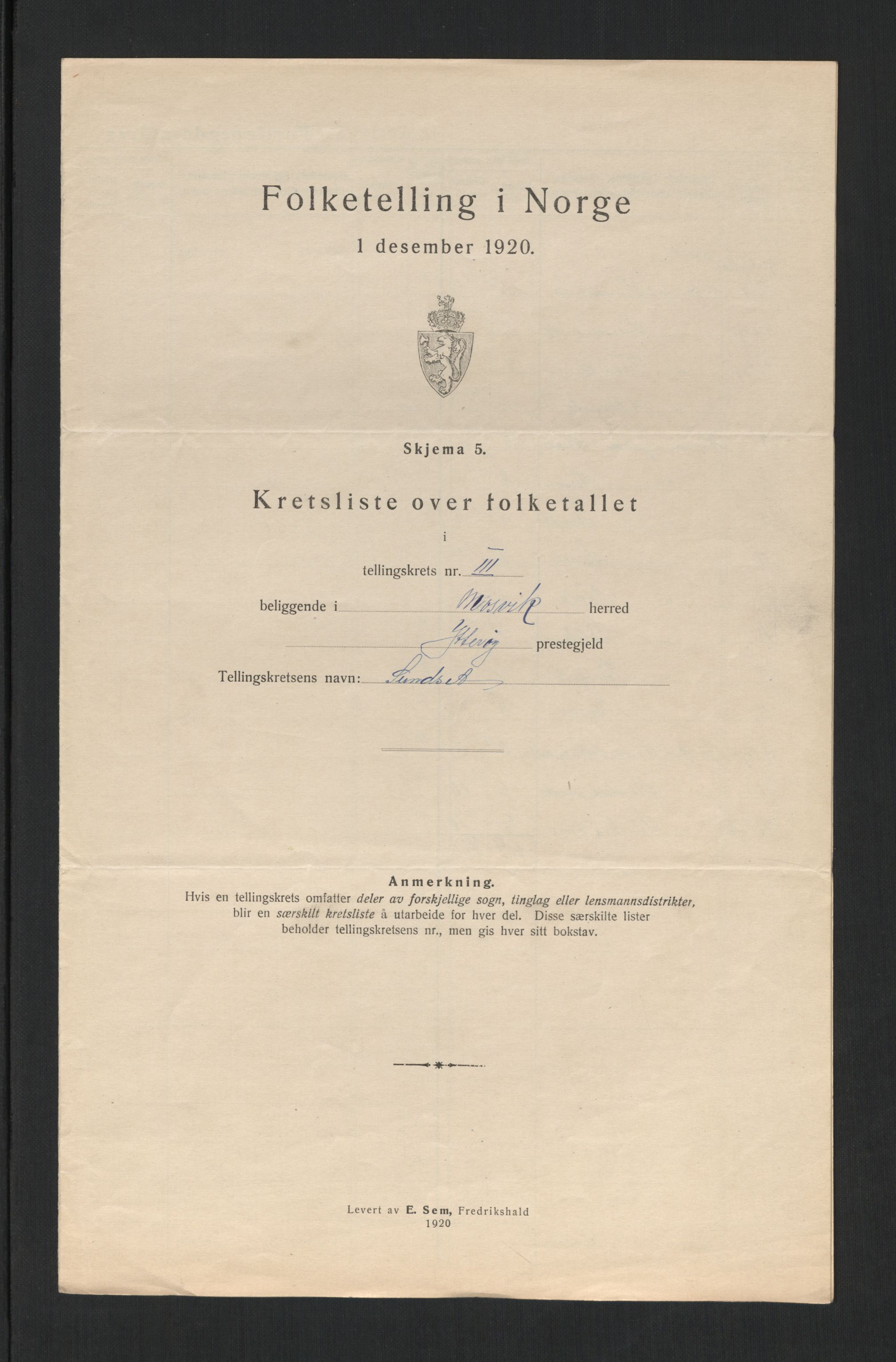 SAT, 1920 census for Mosvik, 1920, p. 21