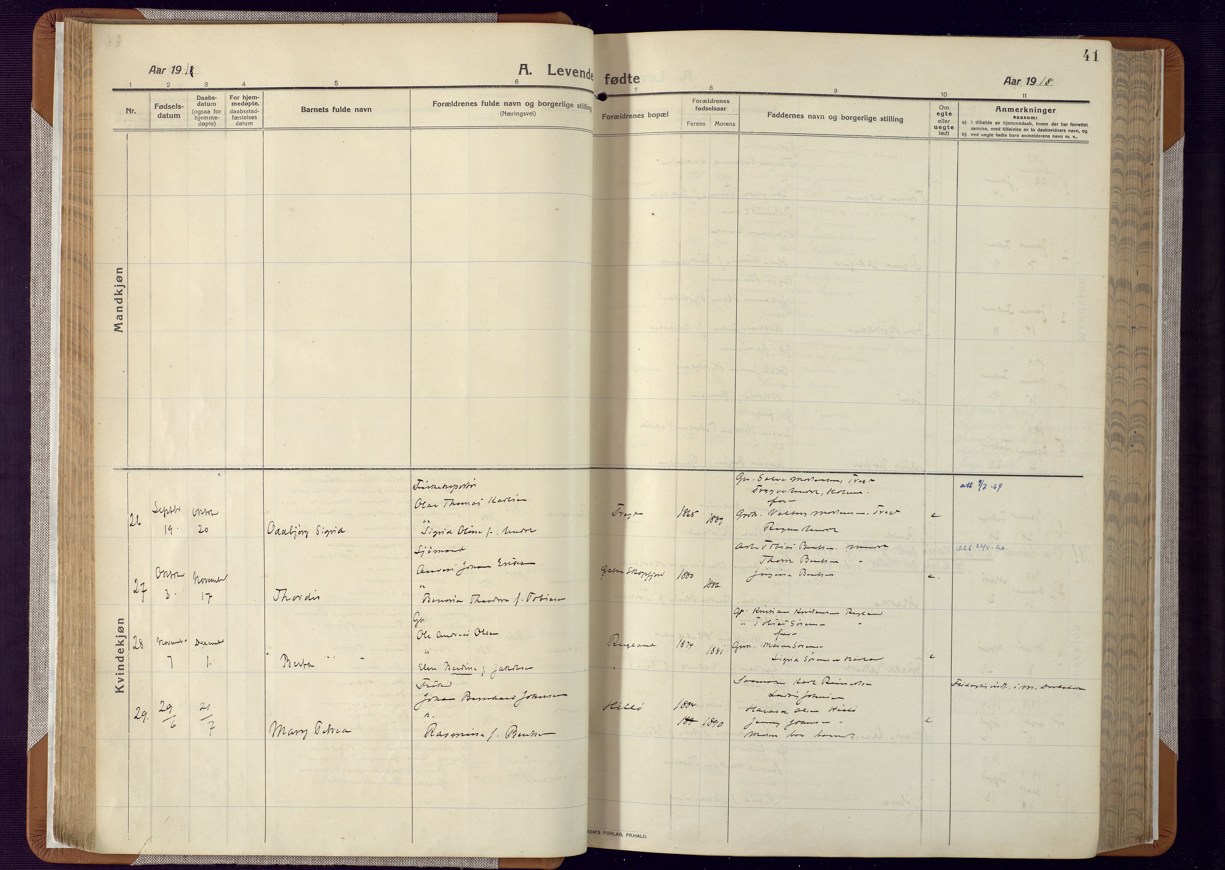 Mandal sokneprestkontor, AV/SAK-1111-0030/F/Fa/Faa/L0022: Parish register (official) no. A 22, 1913-1925, p. 41