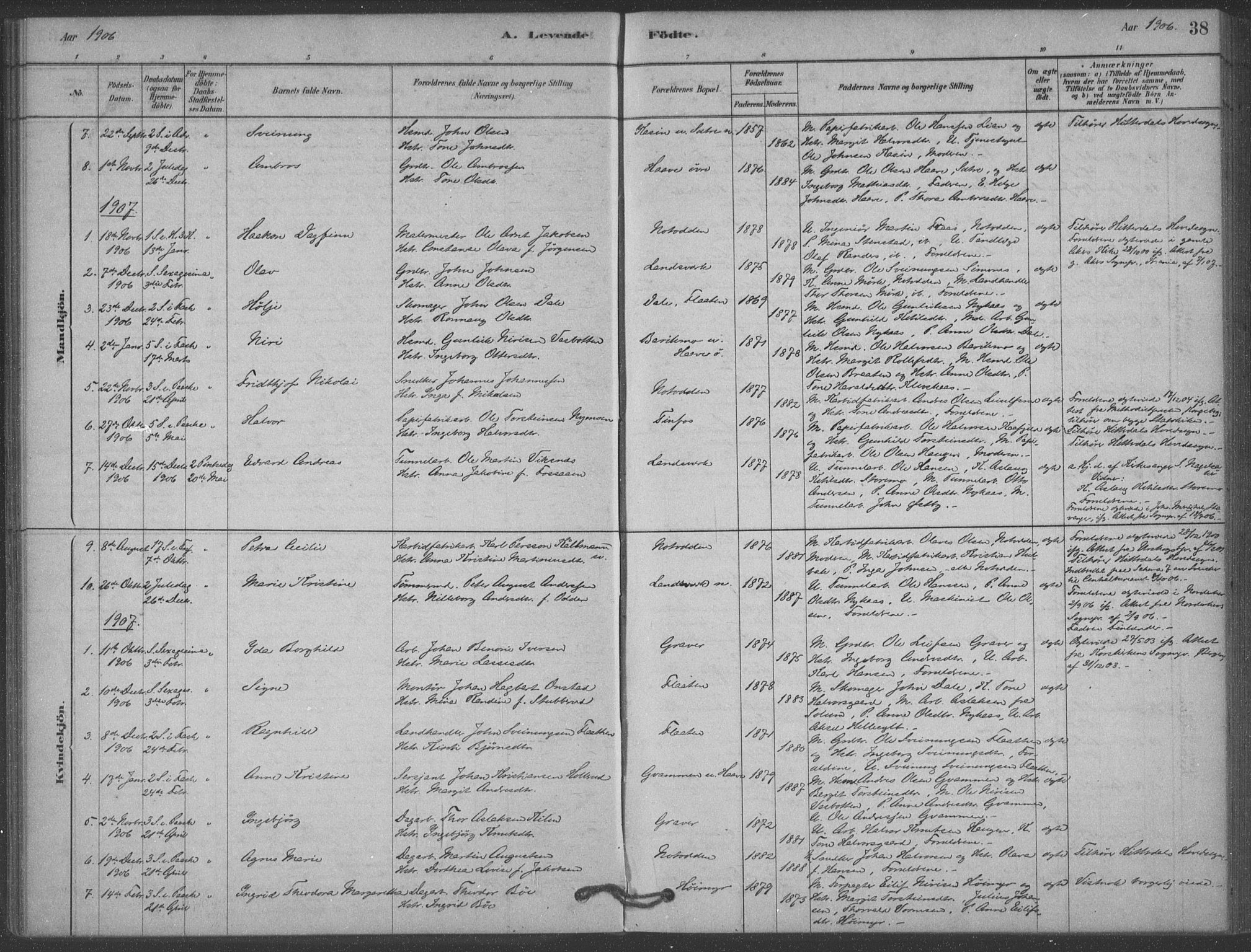 Heddal kirkebøker, SAKO/A-268/F/Fb/L0002: Parish register (official) no. II 2, 1878-1913, p. 38