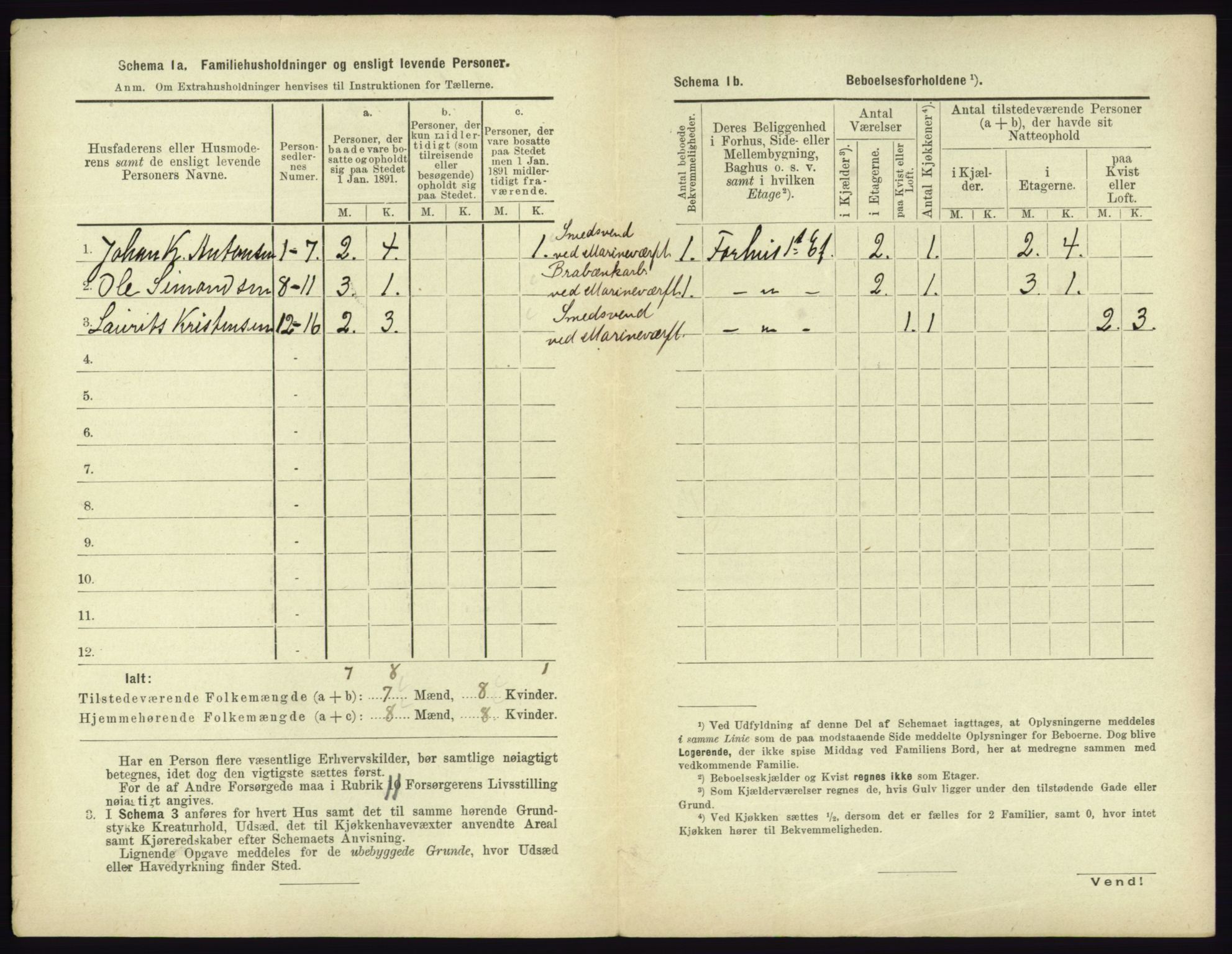 RA, 1891 census for 0703 Horten, 1891, p. 456