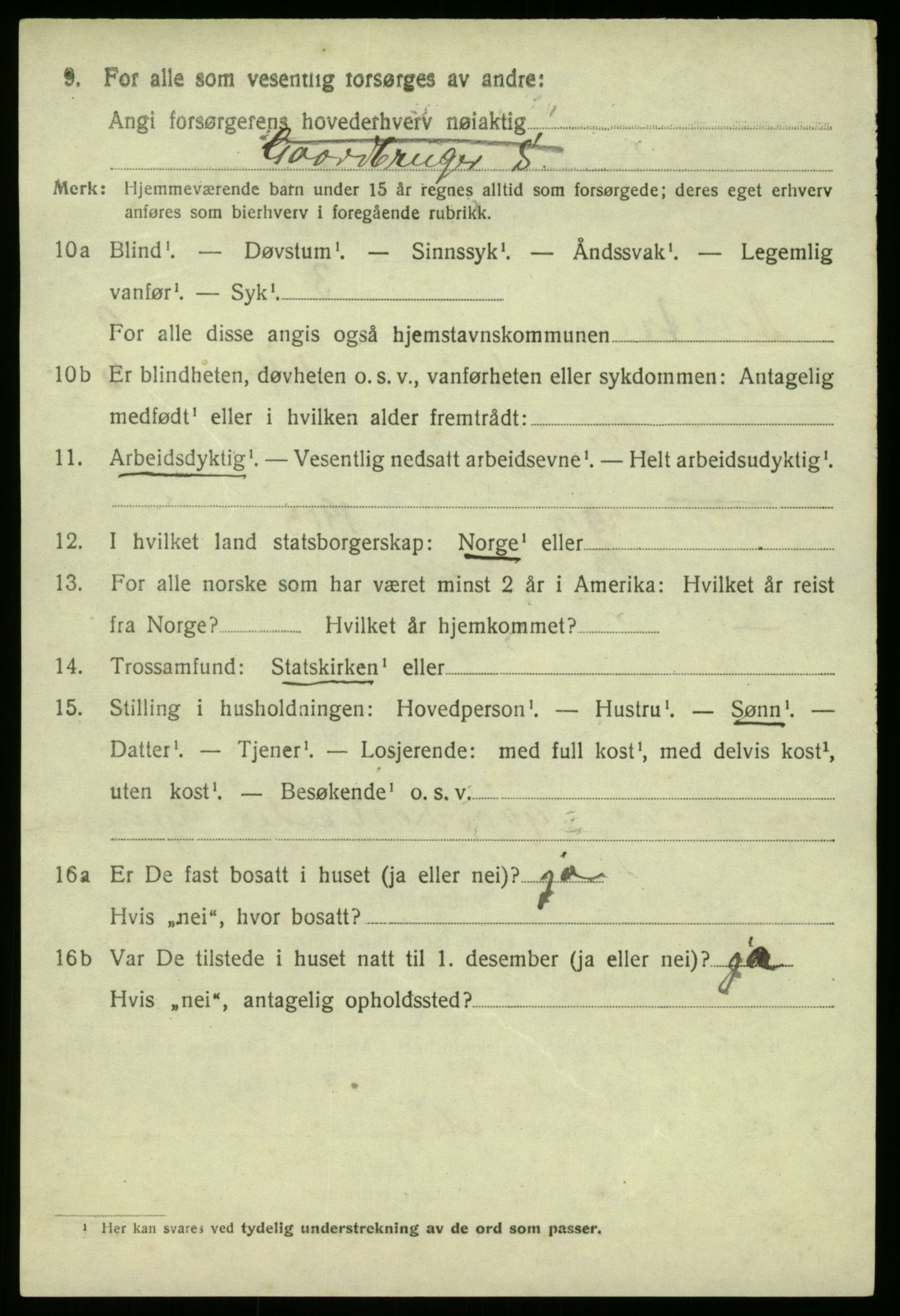 SAB, 1920 census for Austrheim, 1920, p. 3283