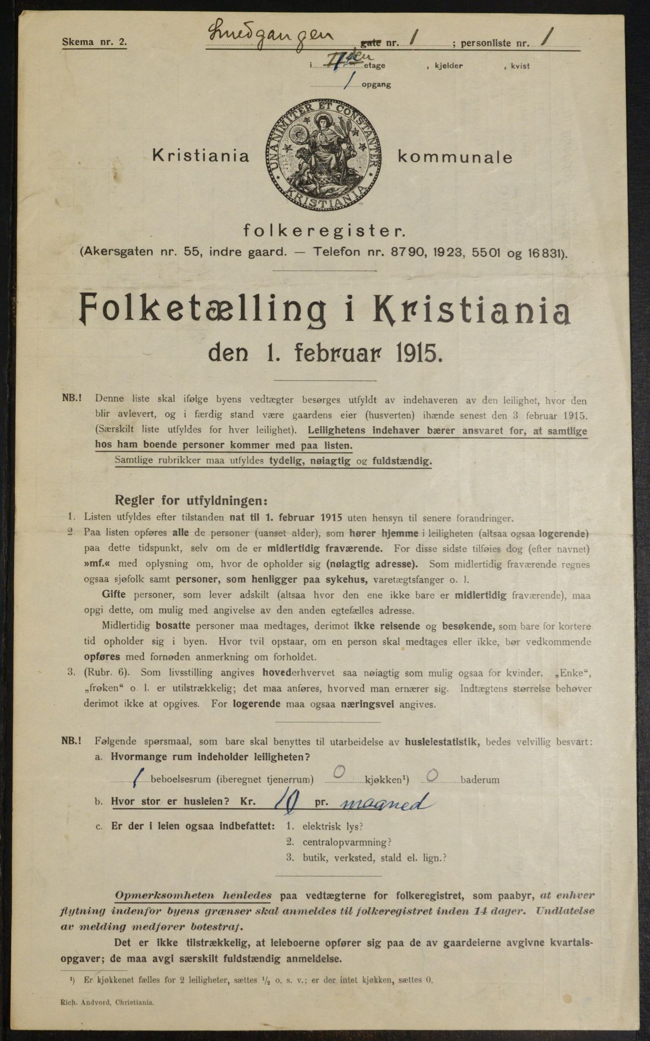 OBA, Municipal Census 1915 for Kristiania, 1915, p. 96985