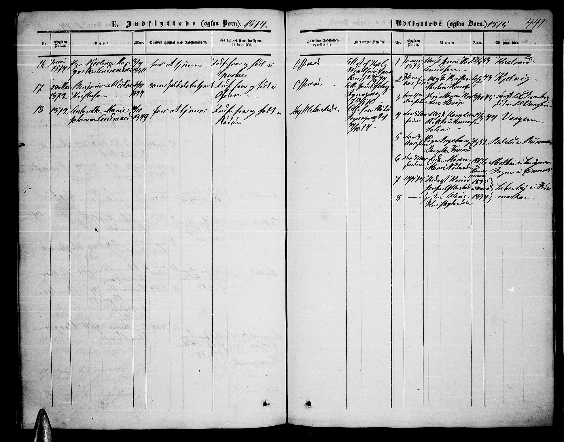 Ministerialprotokoller, klokkerbøker og fødselsregistre - Nordland, AV/SAT-A-1459/872/L1046: Parish register (copy) no. 872C02, 1852-1879, p. 441