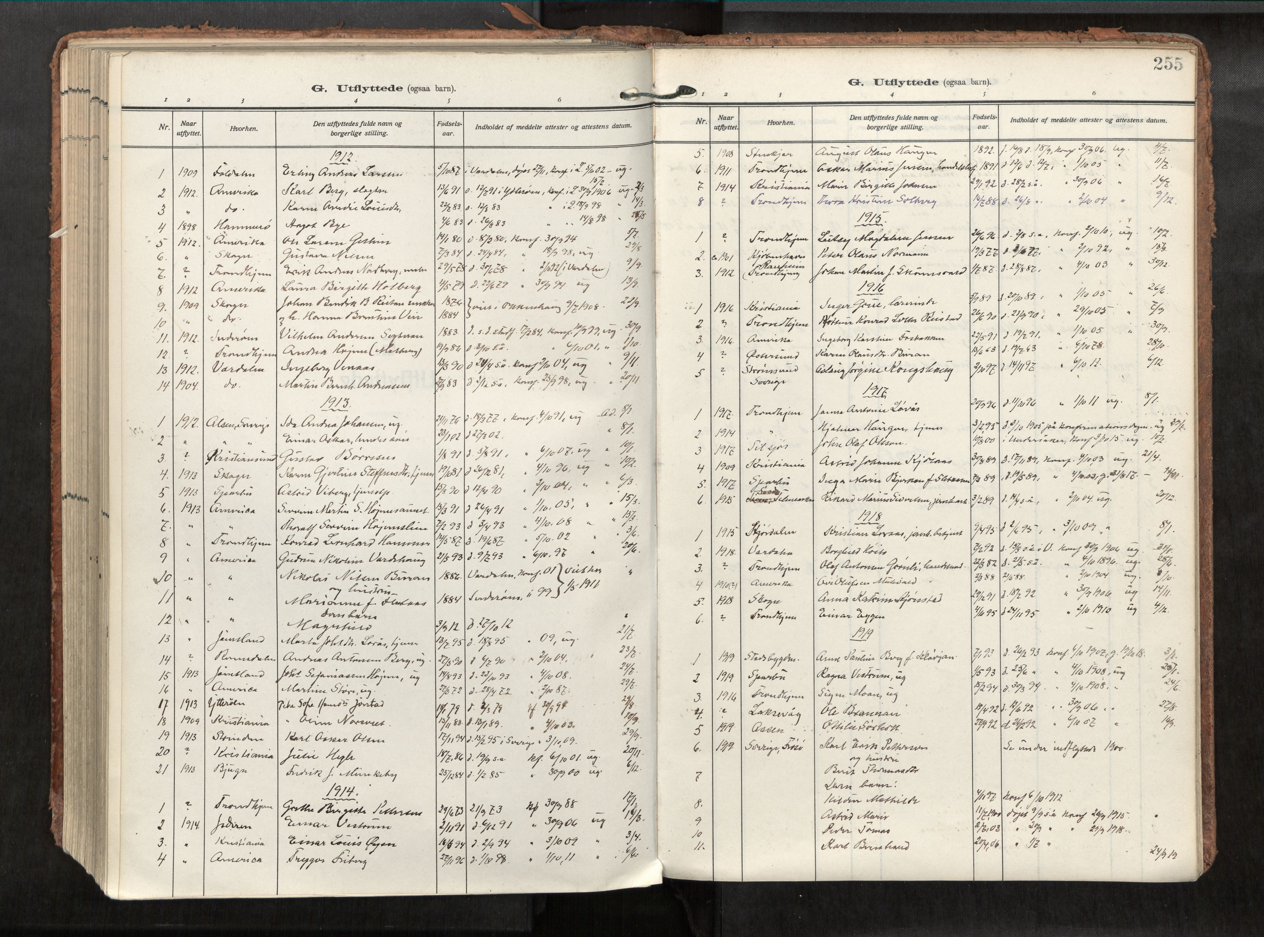 Levanger sokneprestkontor, AV/SAT-A-1301/2/H/Haa/L0002: Parish register (official) no. 2, 1912-1935, p. 255