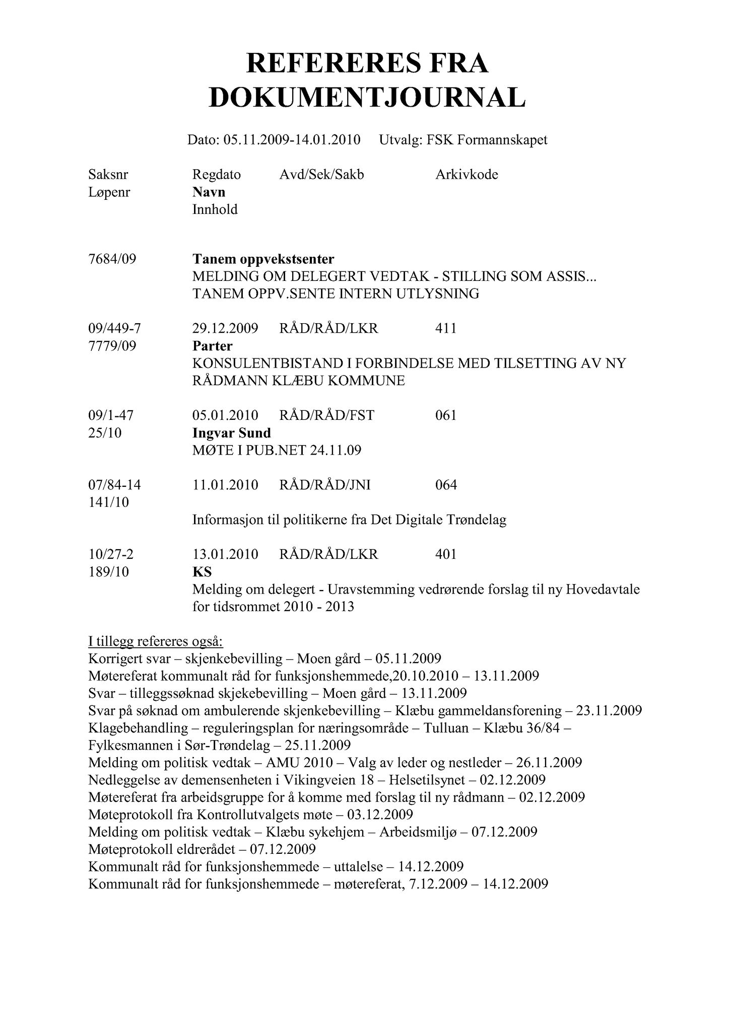 Klæbu Kommune, TRKO/KK/02-FS/L003: Formannsskapet - Møtedokumenter, 2010, p. 52