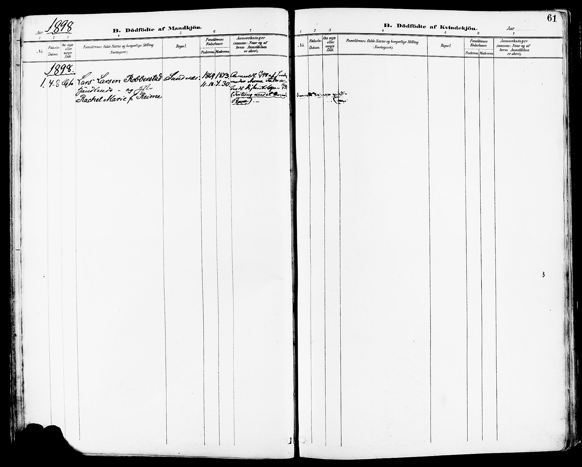 Høyland sokneprestkontor, SAST/A-101799/001/30BA/L0014: Parish register (official) no. A 12, 1890-1898, p. 61