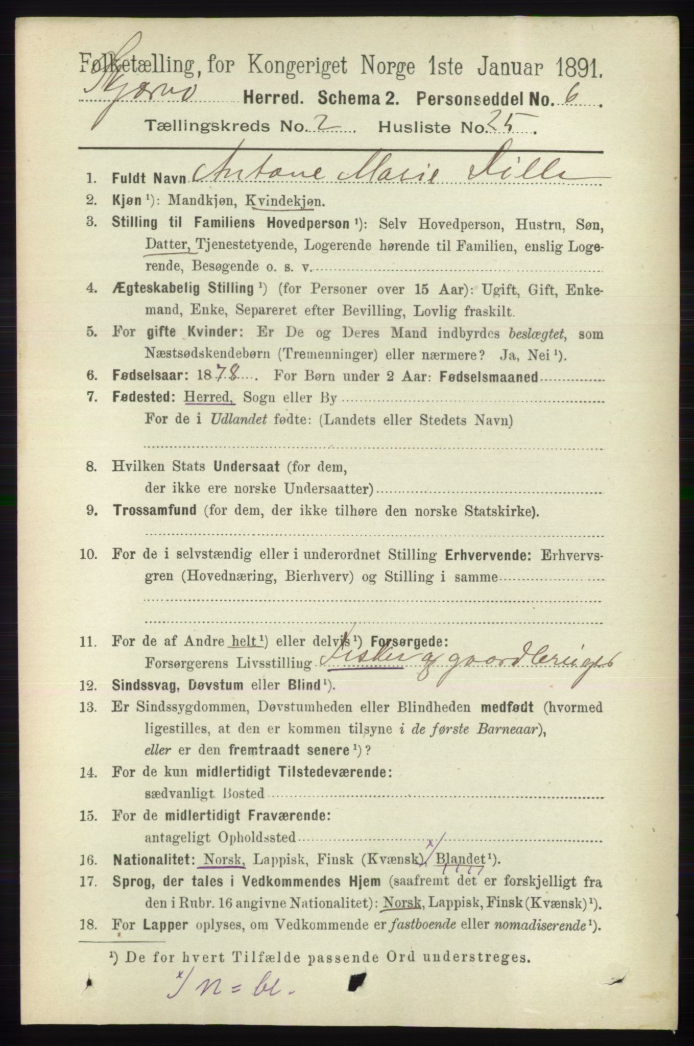 RA, 1891 census for 1941 Skjervøy, 1891, p. 1215