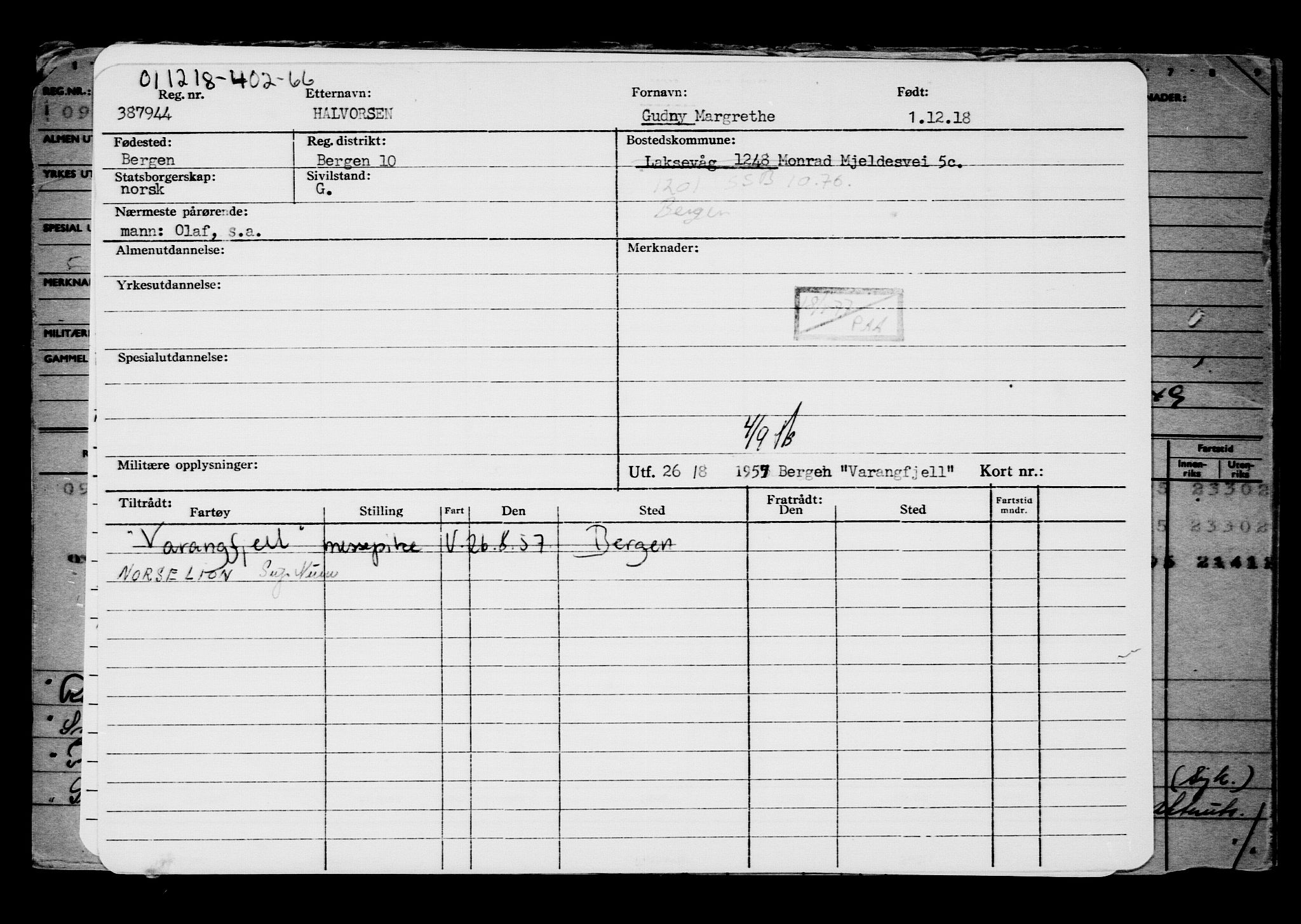 Direktoratet for sjømenn, AV/RA-S-3545/G/Gb/L0164: Hovedkort, 1918, p. 405