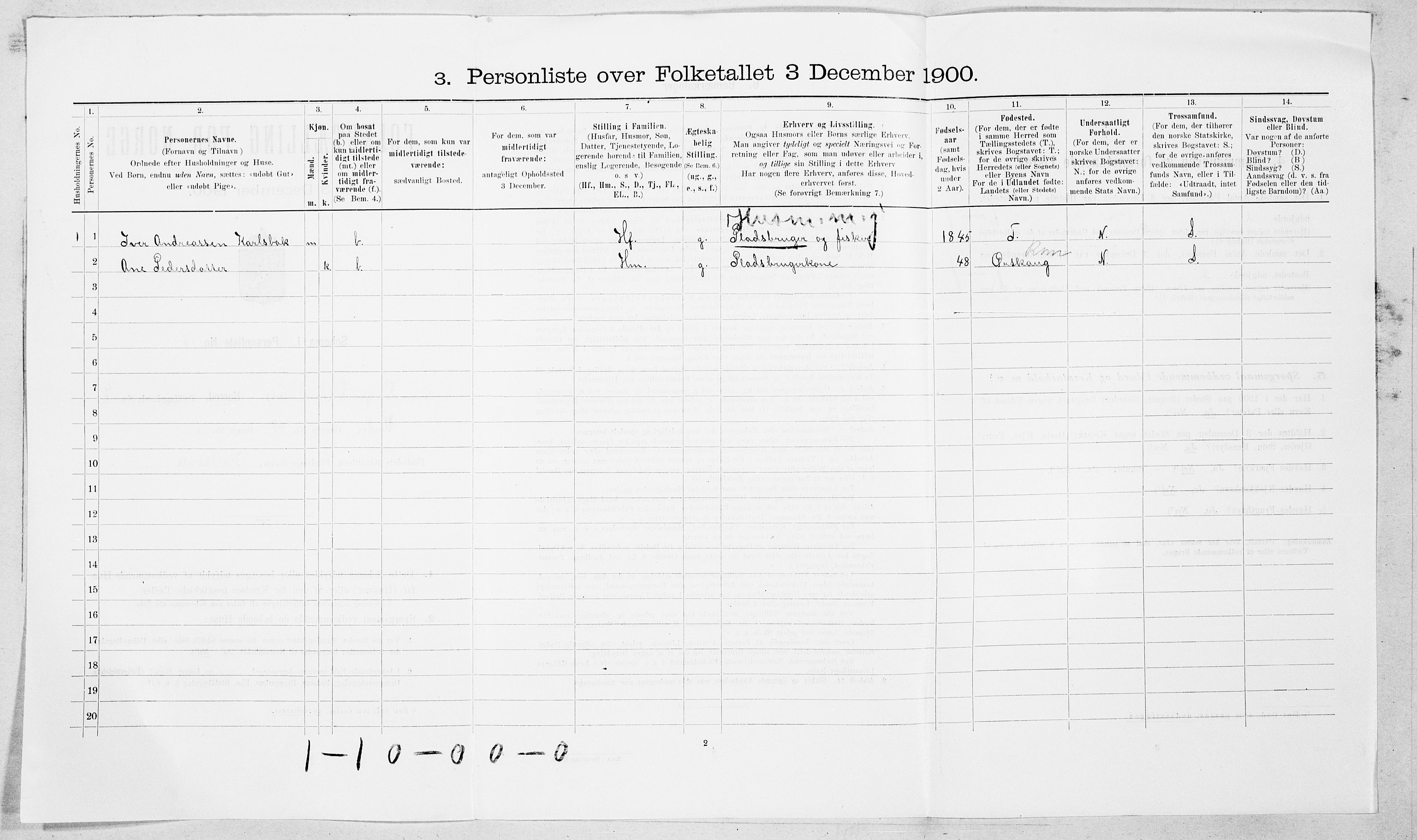 SAT, 1900 census for Borgund, 1900, p. 800