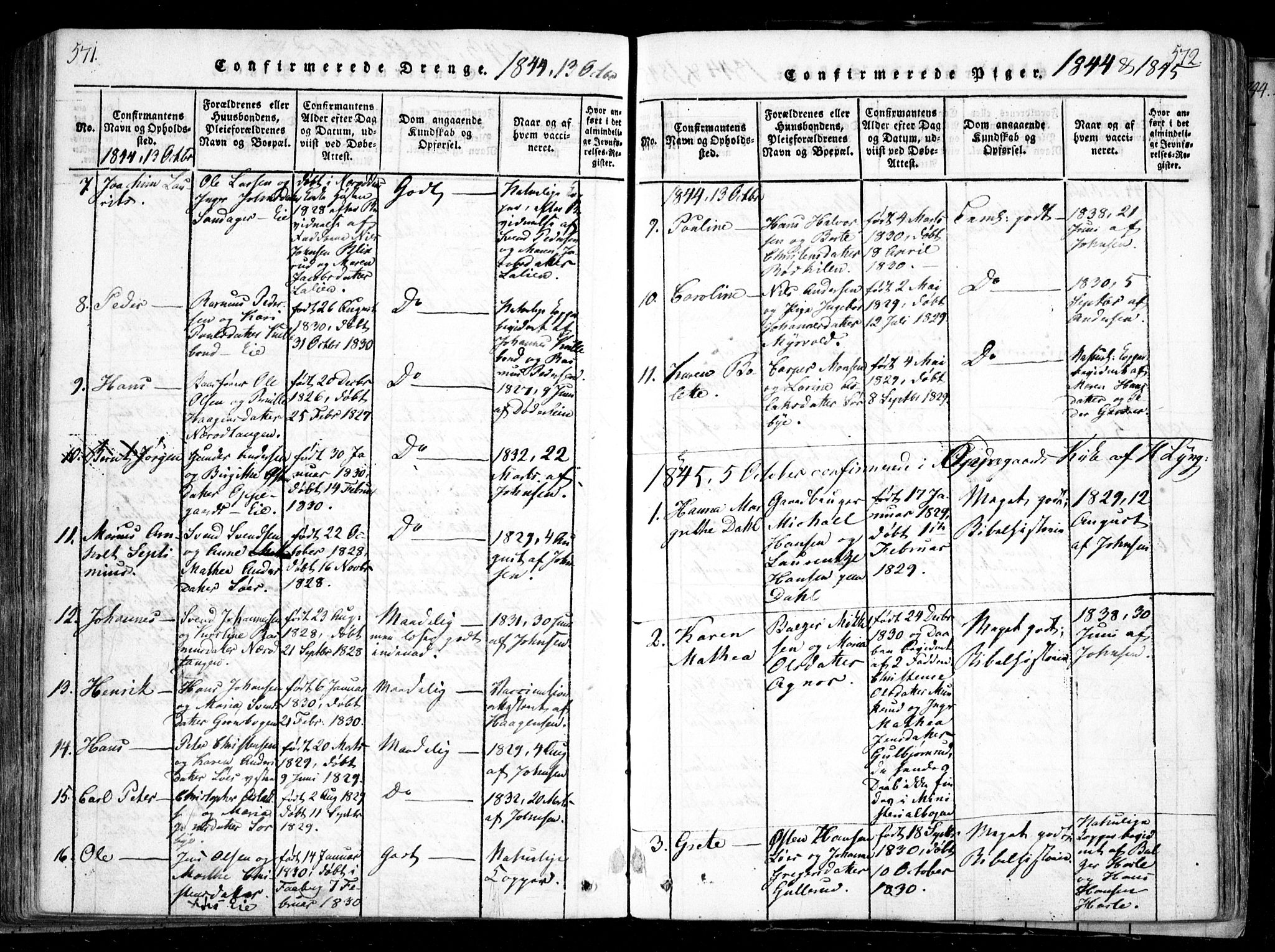 Nesodden prestekontor Kirkebøker, AV/SAO-A-10013/F/Fa/L0006: Parish register (official) no. I 6, 1814-1847, p. 571-572