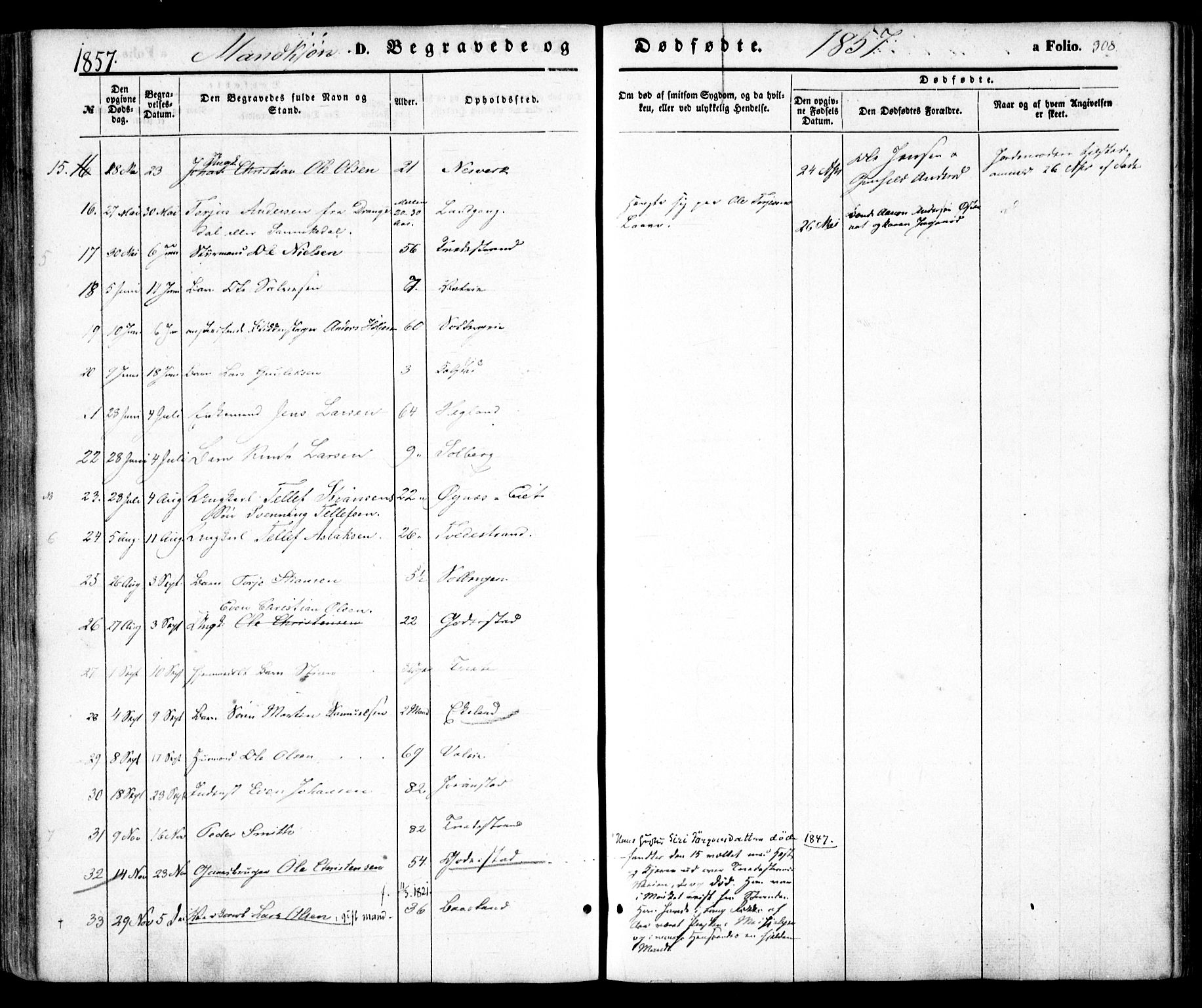 Holt sokneprestkontor, SAK/1111-0021/F/Fa/L0008: Parish register (official) no. A 8, 1849-1860, p. 308