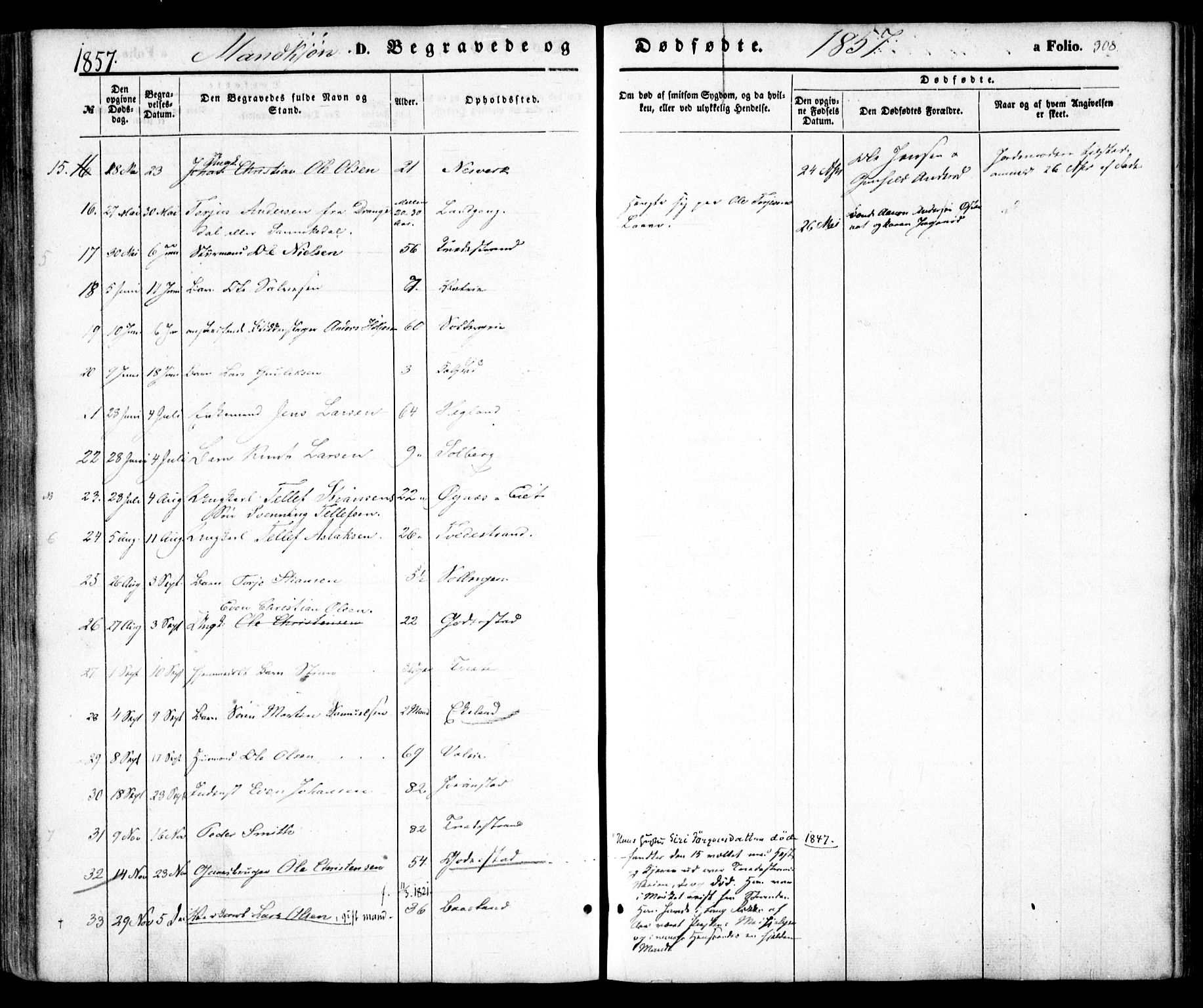 Holt sokneprestkontor, AV/SAK-1111-0021/F/Fa/L0008: Parish register (official) no. A 8, 1849-1860, p. 308