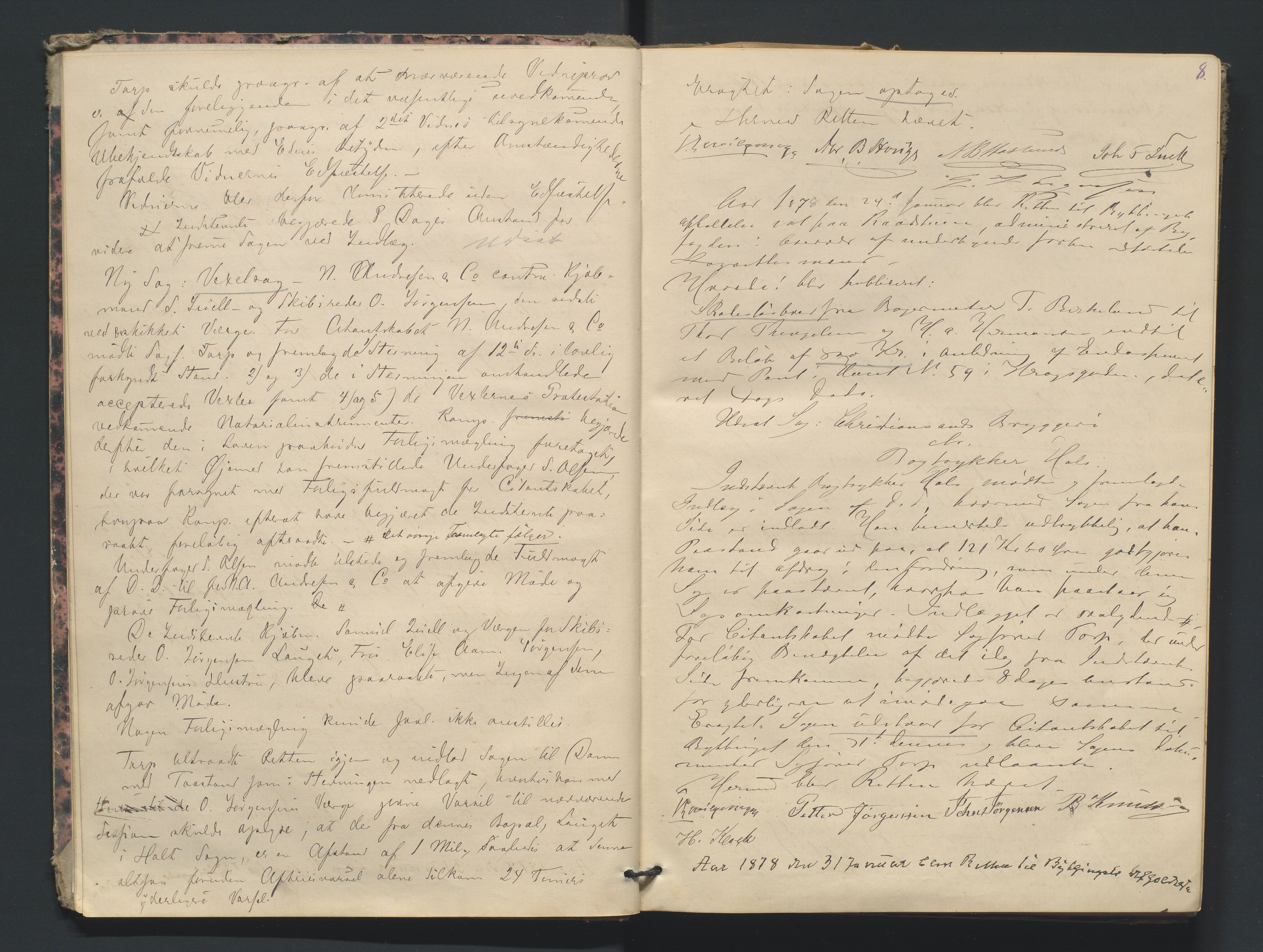 Risør byfogd, AV/SAK-1222-0005/F/Fa/L0004: Justisprotokoll nr. 4, 1877-1880, p. 7b-8a