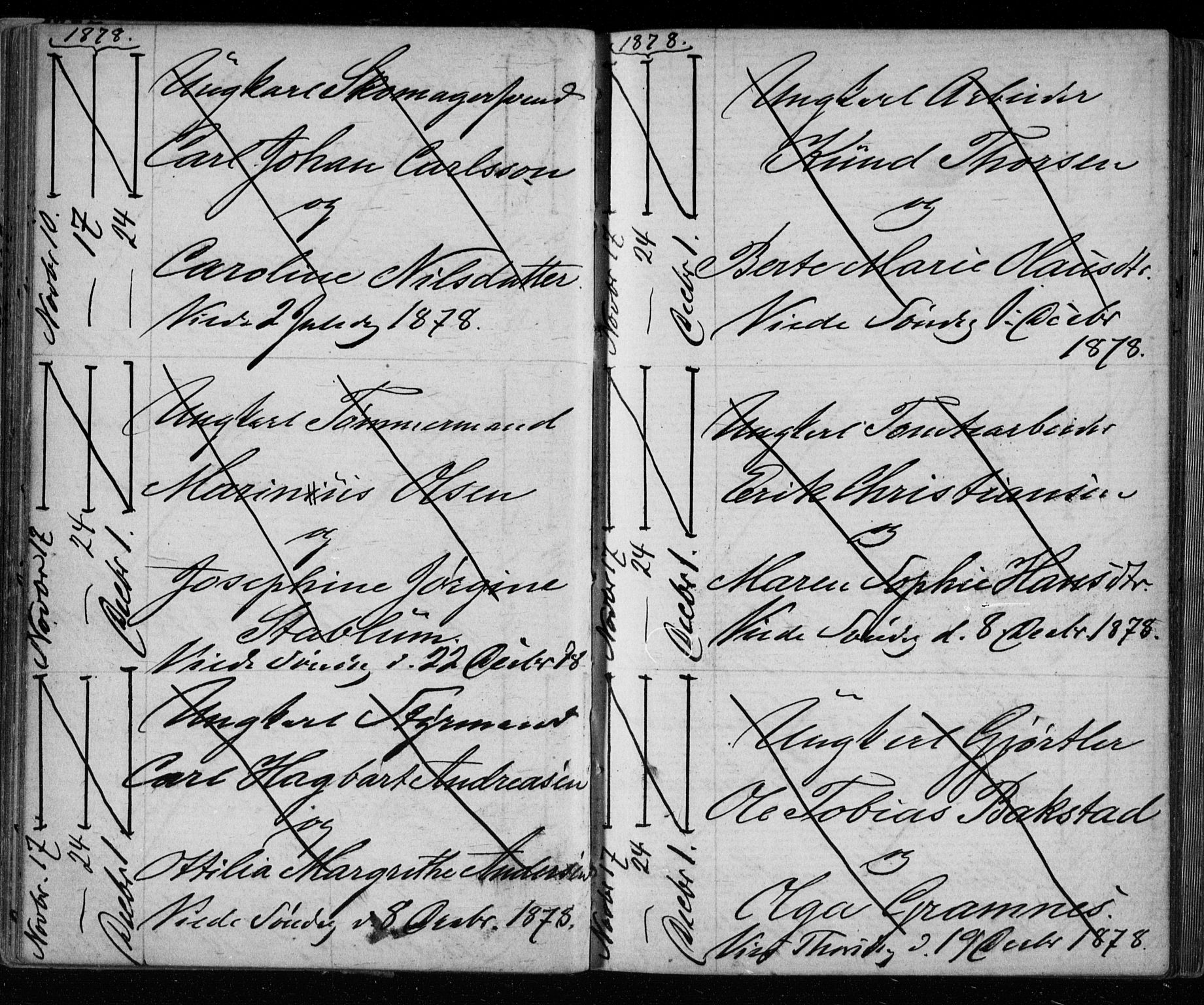 Bragernes kirkebøker, AV/SAKO-A-6/H/Ha/L0006: Banns register no. 6, 1873-1896