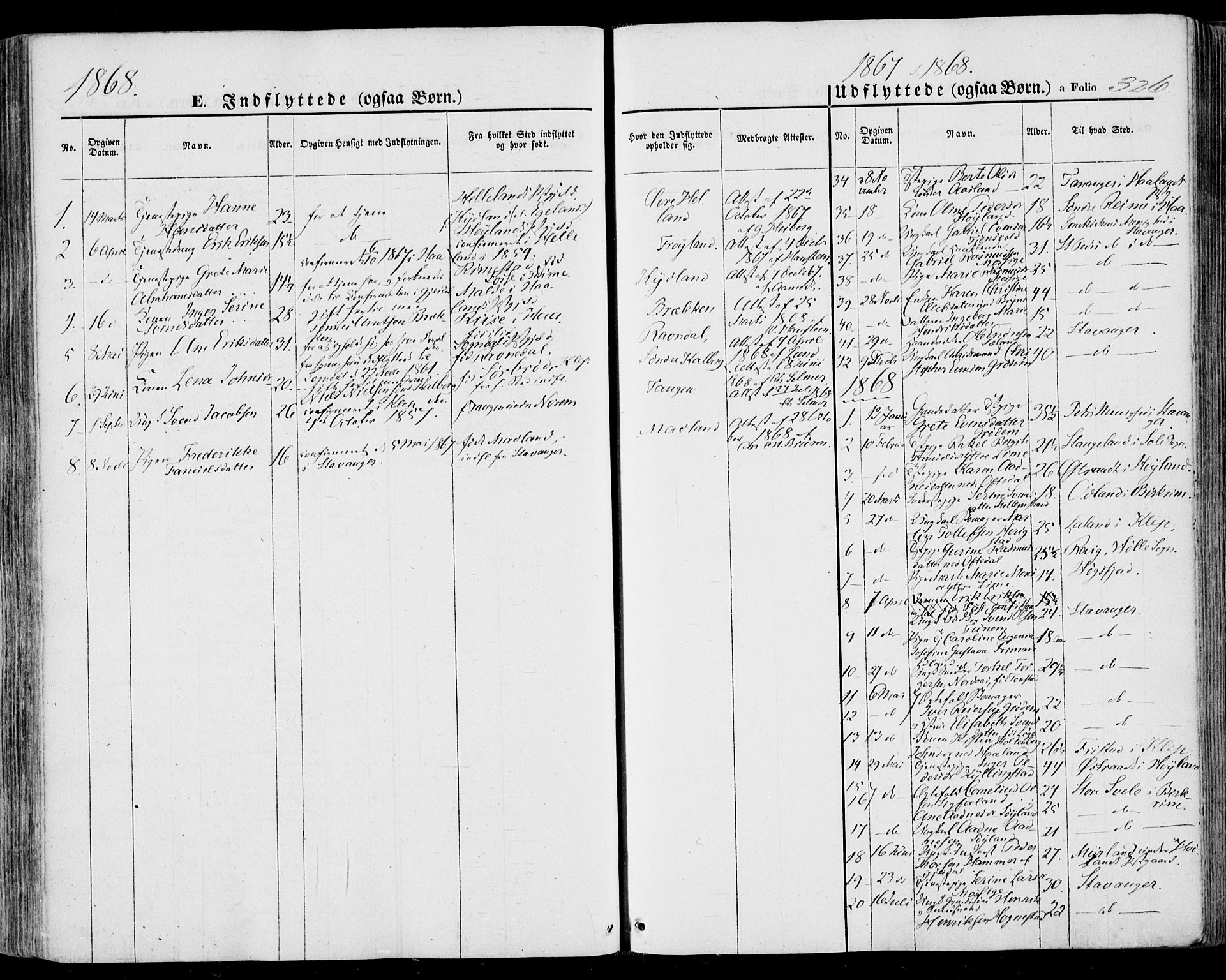 Lye sokneprestkontor, SAST/A-101794/001/30BA/L0007: Parish register (official) no. A 6, 1856-1871, p. 326