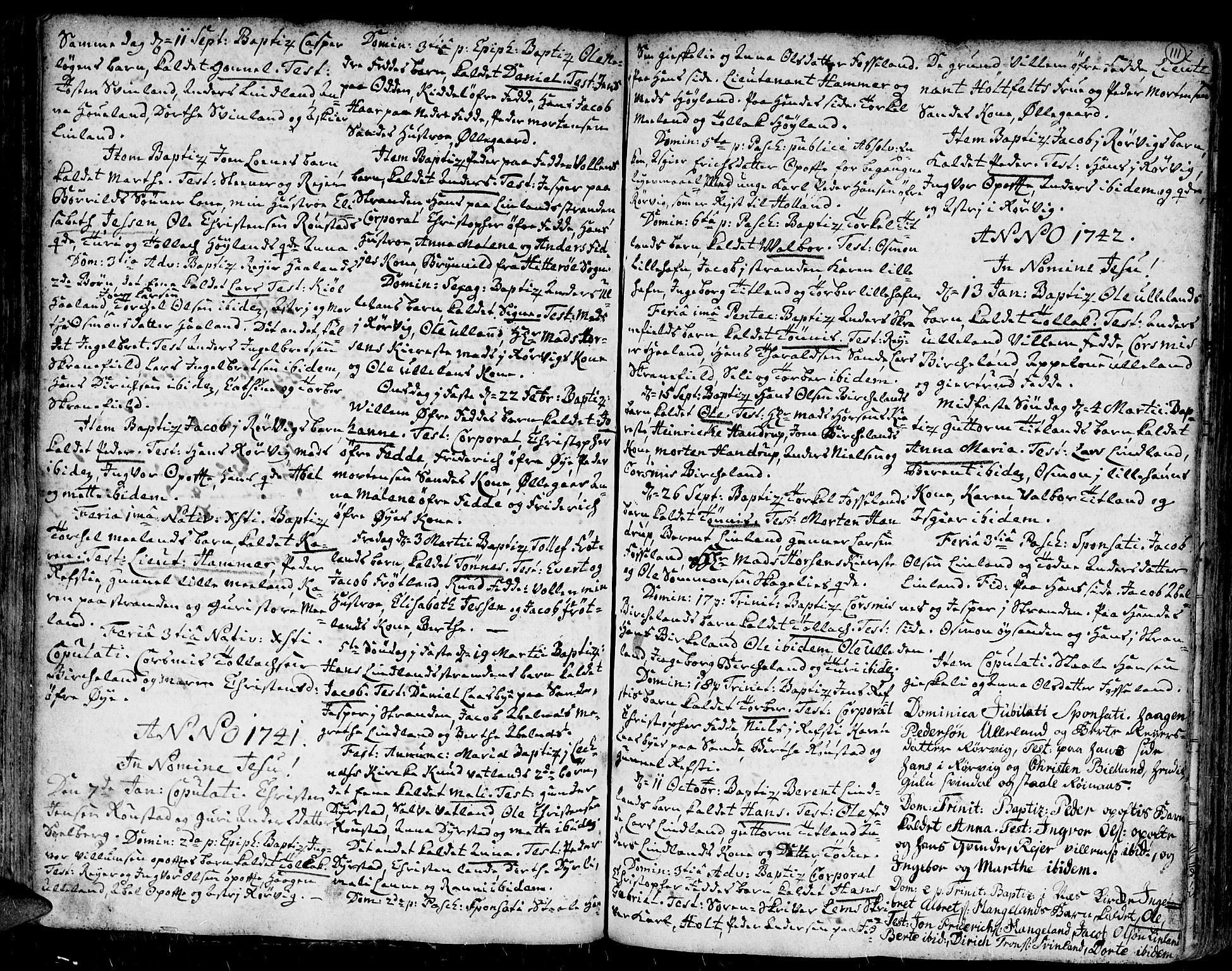 Kvinesdal sokneprestkontor, SAK/1111-0026/F/Fa/Fab/L0001: Parish register (official) no. A 1 /2, 1710-1788, p. 111