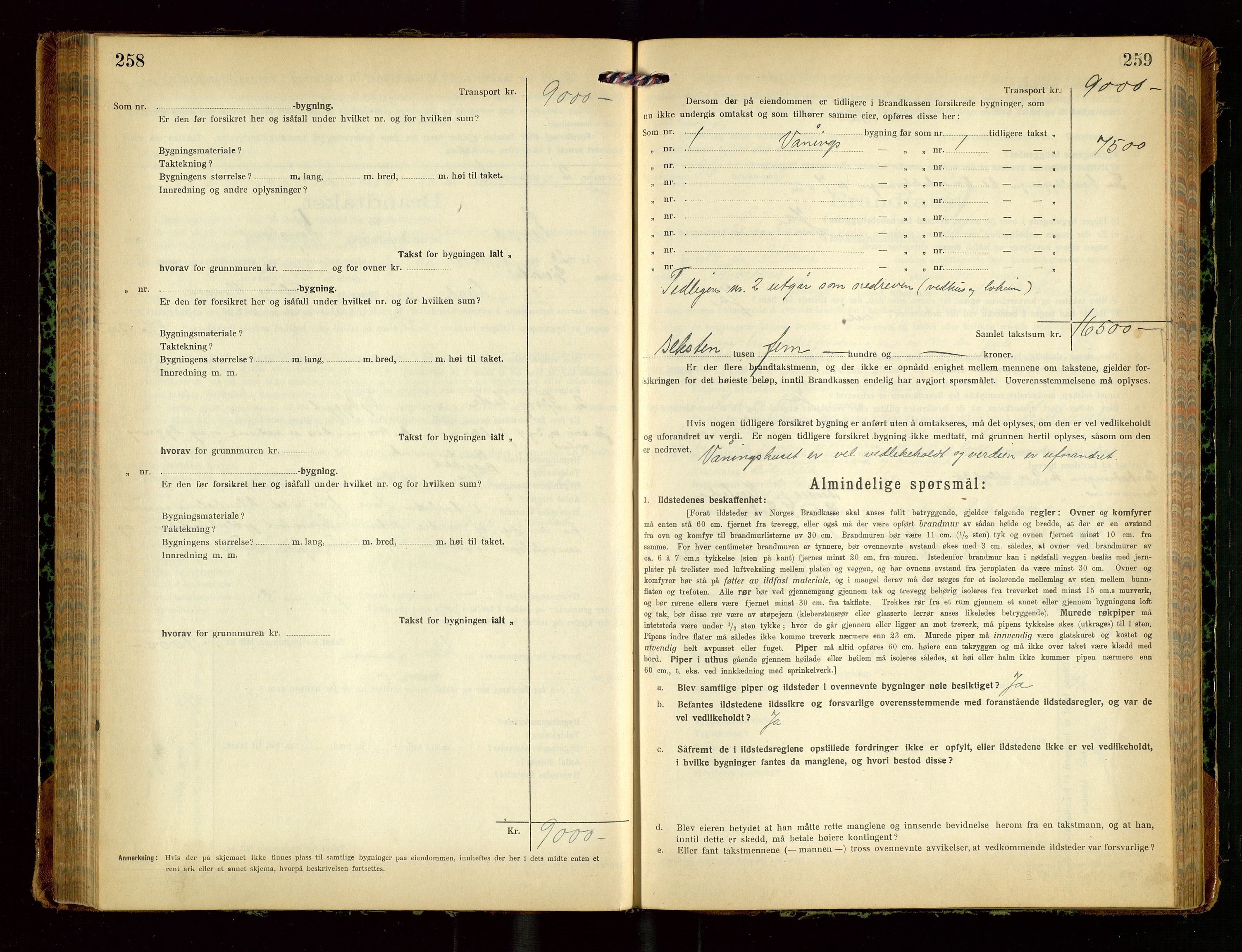 Lund lensmannskontor, SAST/A-100303/Gob/L0004: "Brandtakstprotokol", 1921-1929, p. 258-259