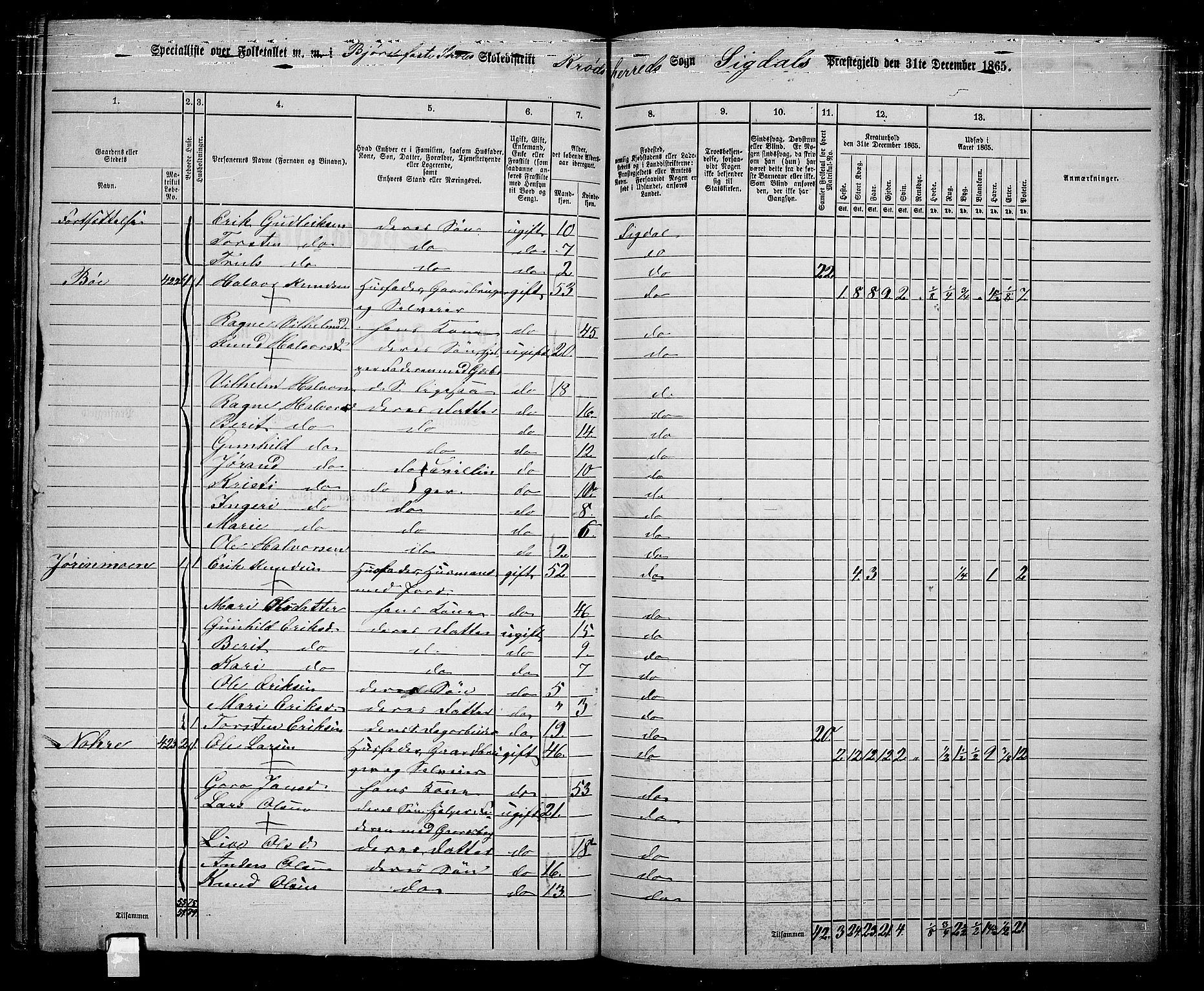 RA, 1865 census for Sigdal, 1865, p. 242