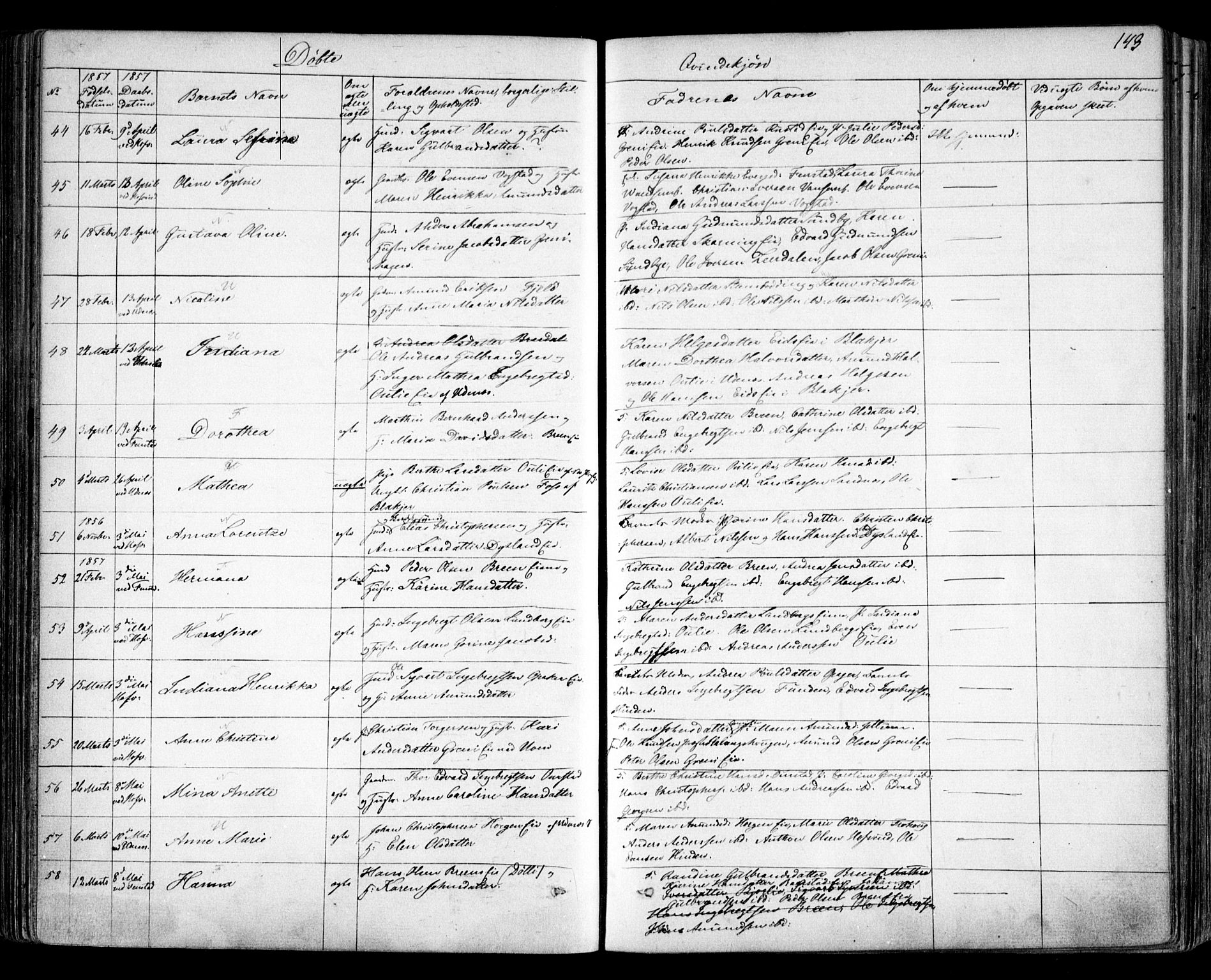 Nes prestekontor Kirkebøker, AV/SAO-A-10410/F/Fa/L0007: Parish register (official) no. I 7, 1846-1858, p. 143