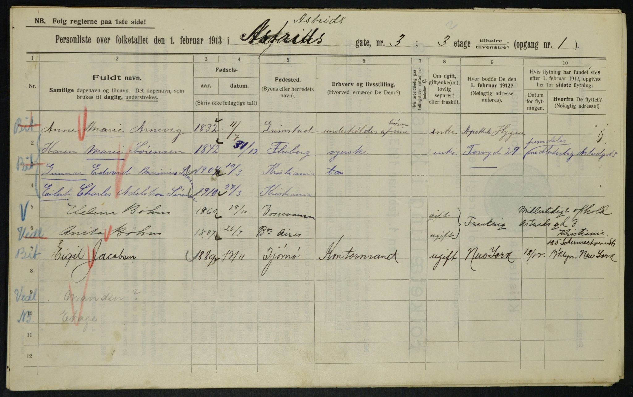 OBA, Municipal Census 1913 for Kristiania, 1913, p. 17198