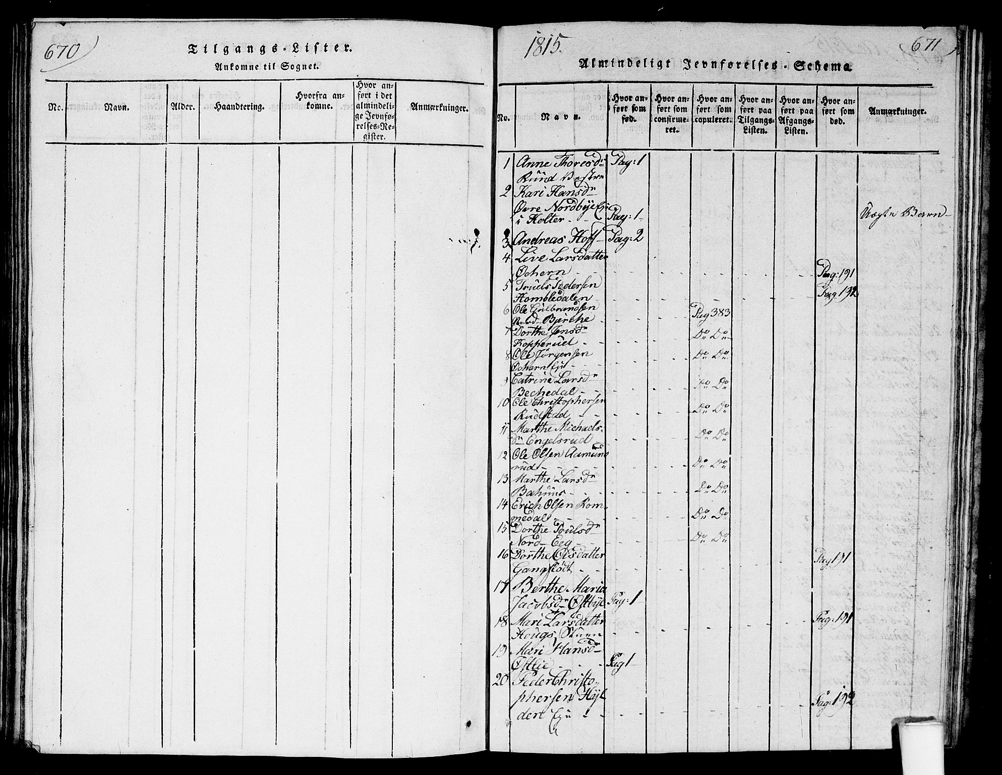 Nannestad prestekontor Kirkebøker, AV/SAO-A-10414a/G/Ga/L0001: Parish register (copy) no. I 1, 1815-1839, p. 670-671