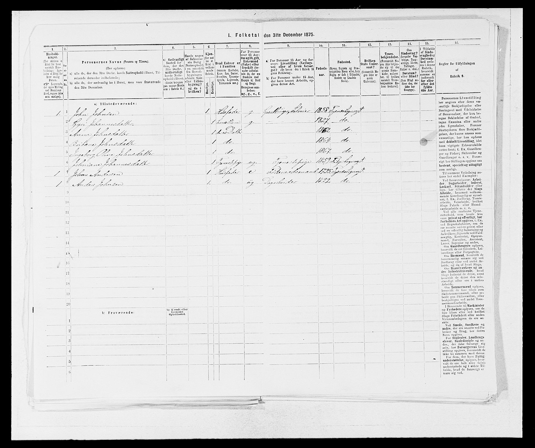 SAB, 1875 census for 1223P Tysnes, 1875, p. 651