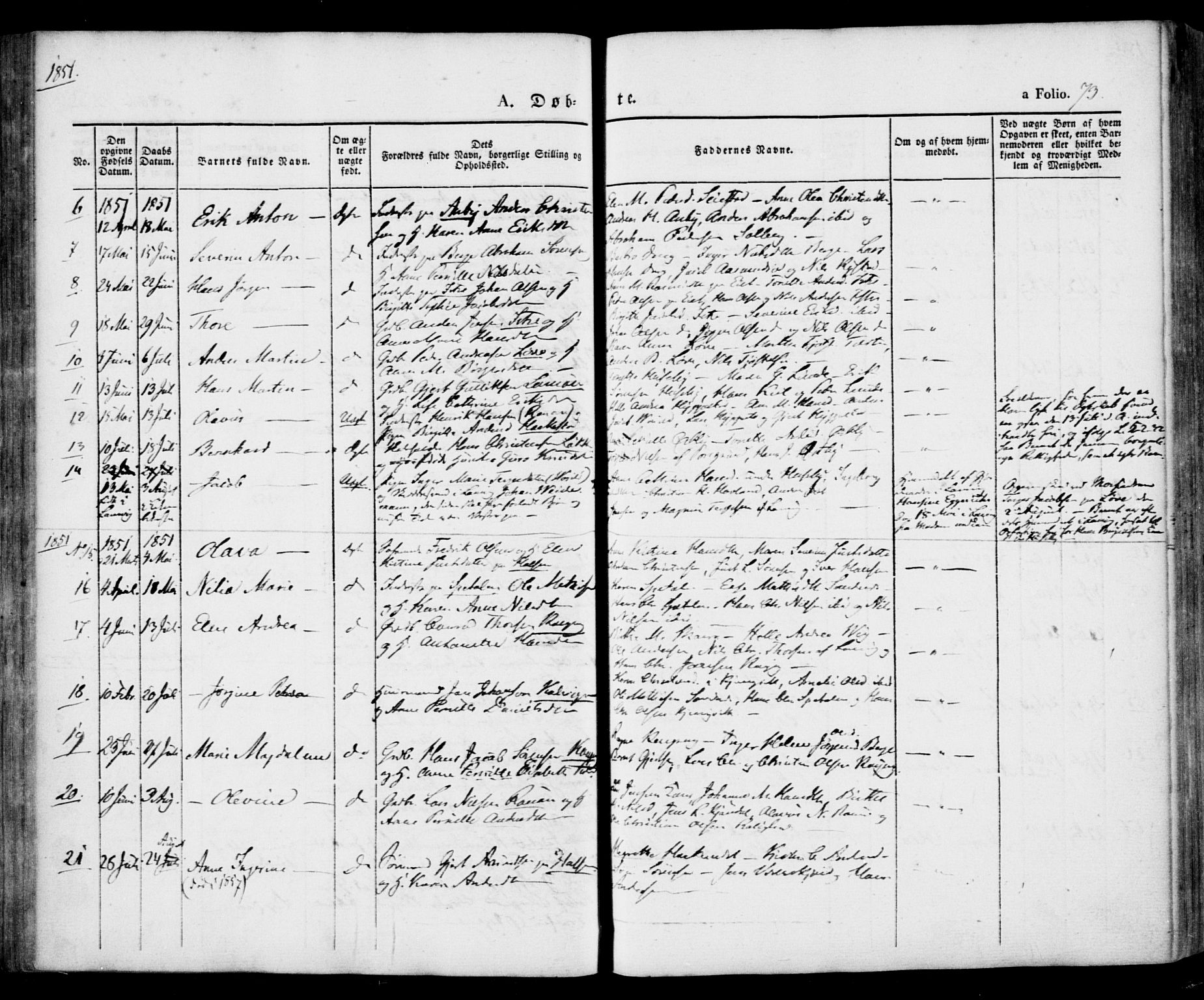 Tjølling kirkebøker, SAKO/A-60/F/Fa/L0006: Parish register (official) no. 6, 1835-1859, p. 73