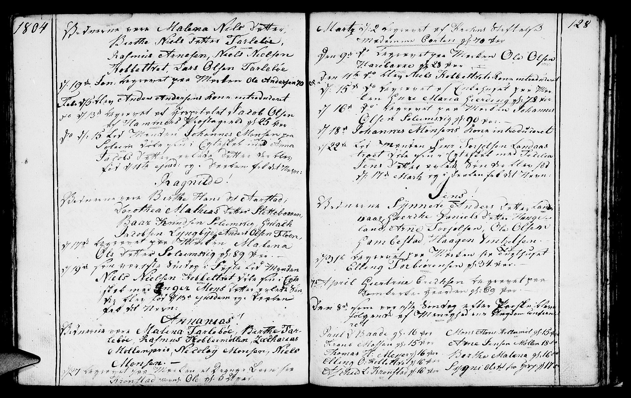 St. Jørgens hospital og Årstad sokneprestembete, SAB/A-99934: Parish register (official) no. A 2, 1766-1814, p. 128