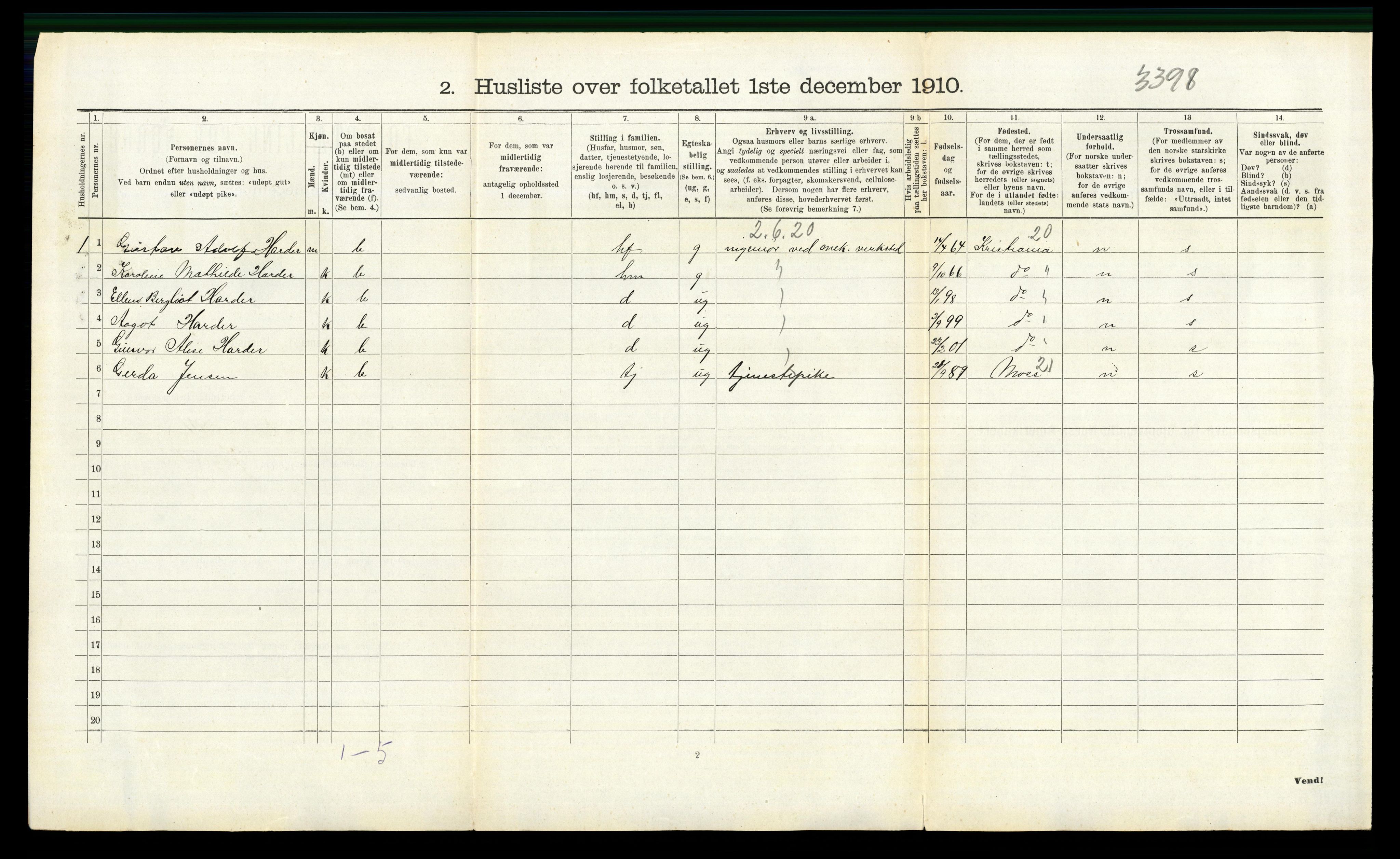 RA, 1910 census for Moss, 1910, p. 153