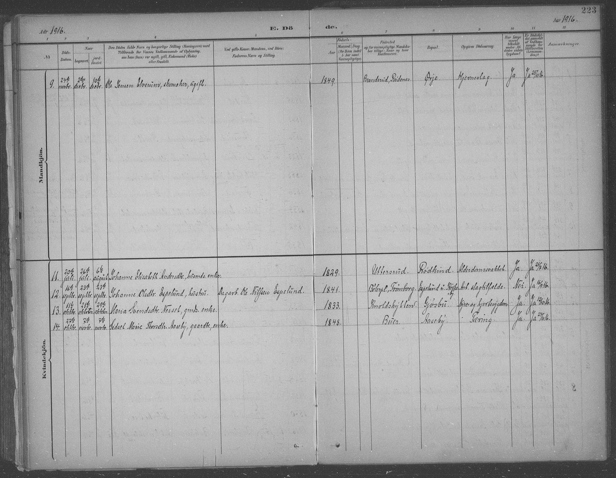 Aremark prestekontor Kirkebøker, AV/SAO-A-10899/F/Fb/L0005: Parish register (official) no. II 5, 1895-1919, p. 223