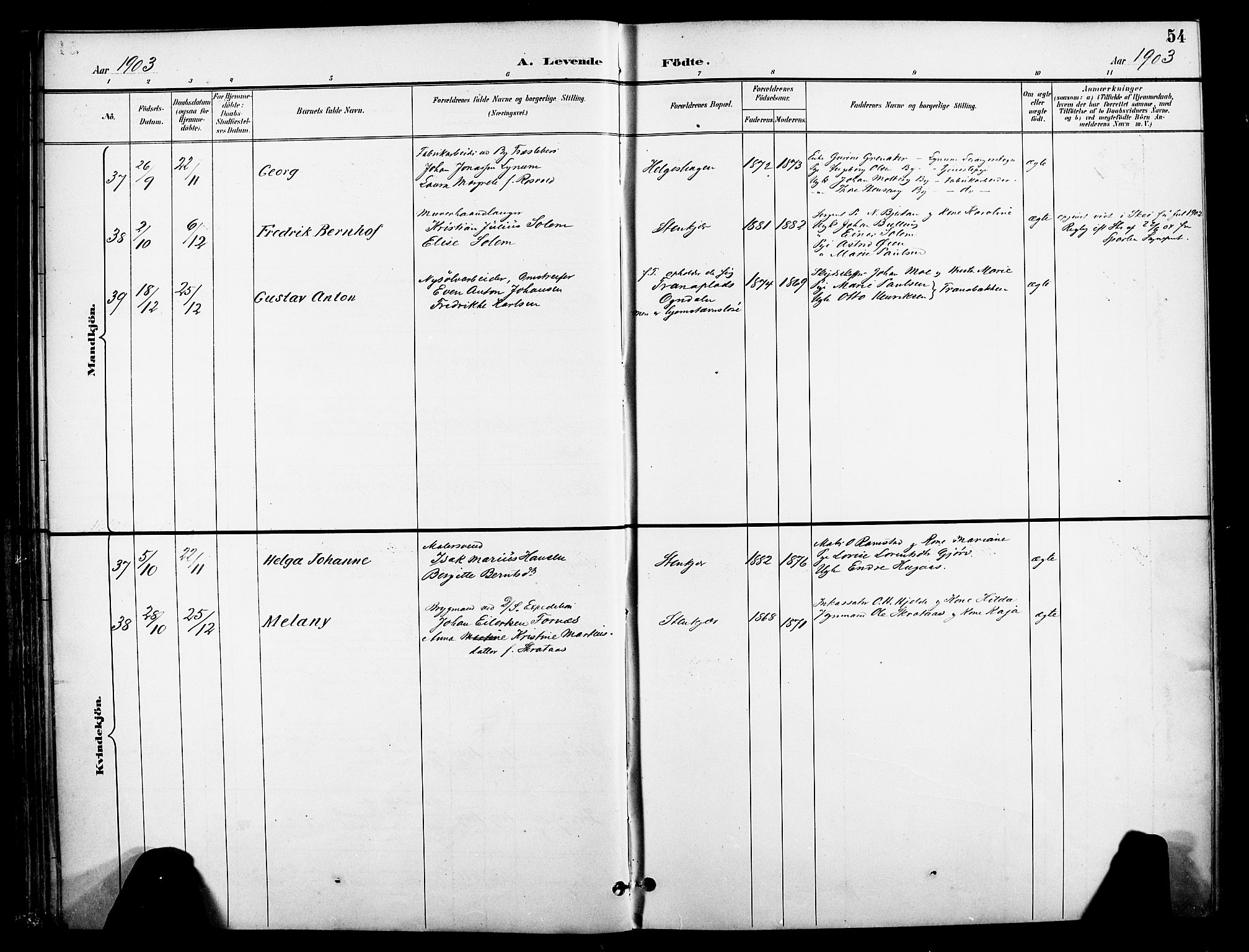 Ministerialprotokoller, klokkerbøker og fødselsregistre - Nord-Trøndelag, AV/SAT-A-1458/739/L0372: Parish register (official) no. 739A04, 1895-1903, p. 54