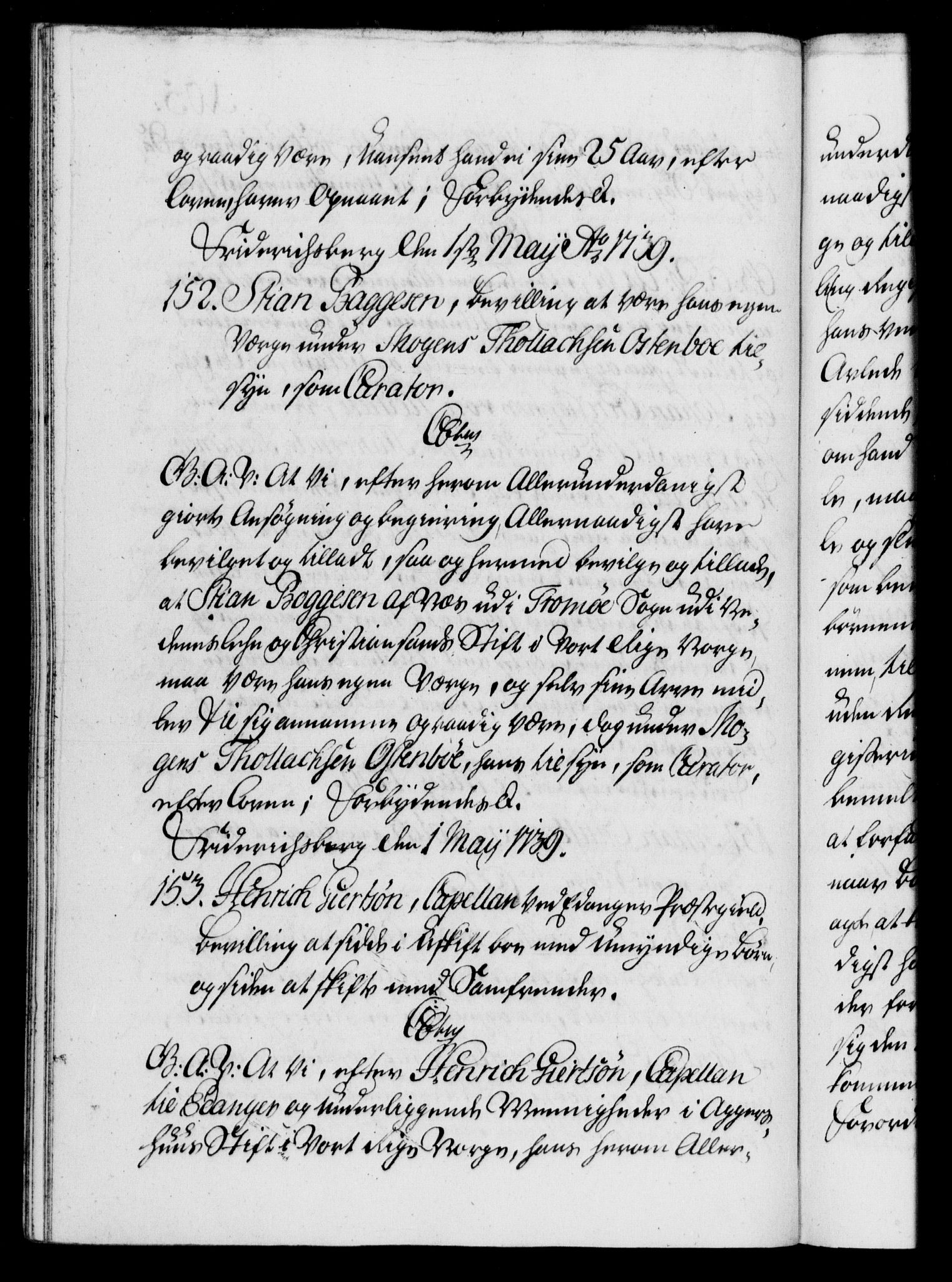 Danske Kanselli 1572-1799, AV/RA-EA-3023/F/Fc/Fca/Fcaa/L0031: Norske registre, 1739-1740, p. 105b