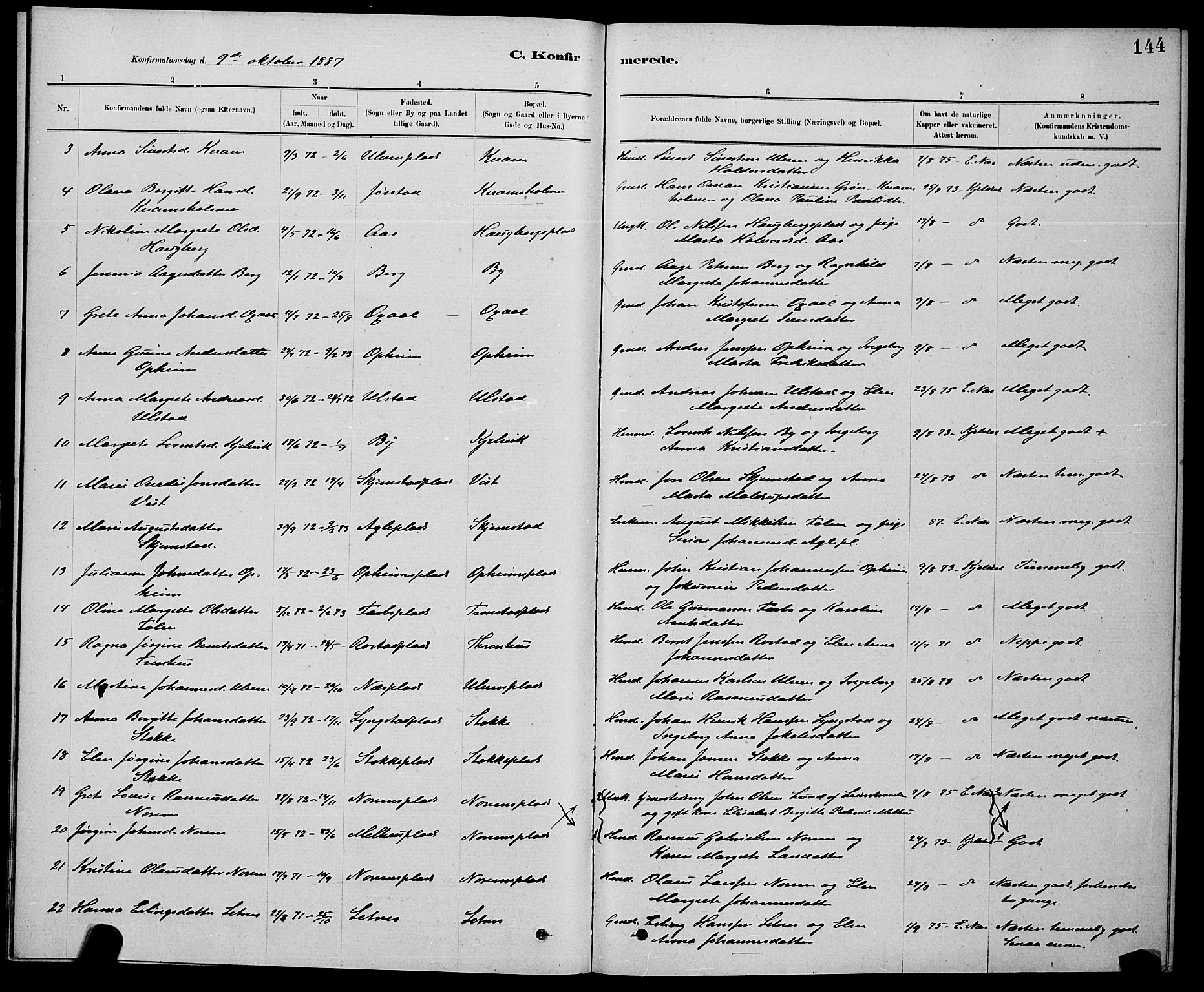 Ministerialprotokoller, klokkerbøker og fødselsregistre - Nord-Trøndelag, SAT/A-1458/730/L0301: Parish register (copy) no. 730C04, 1880-1897, p. 144