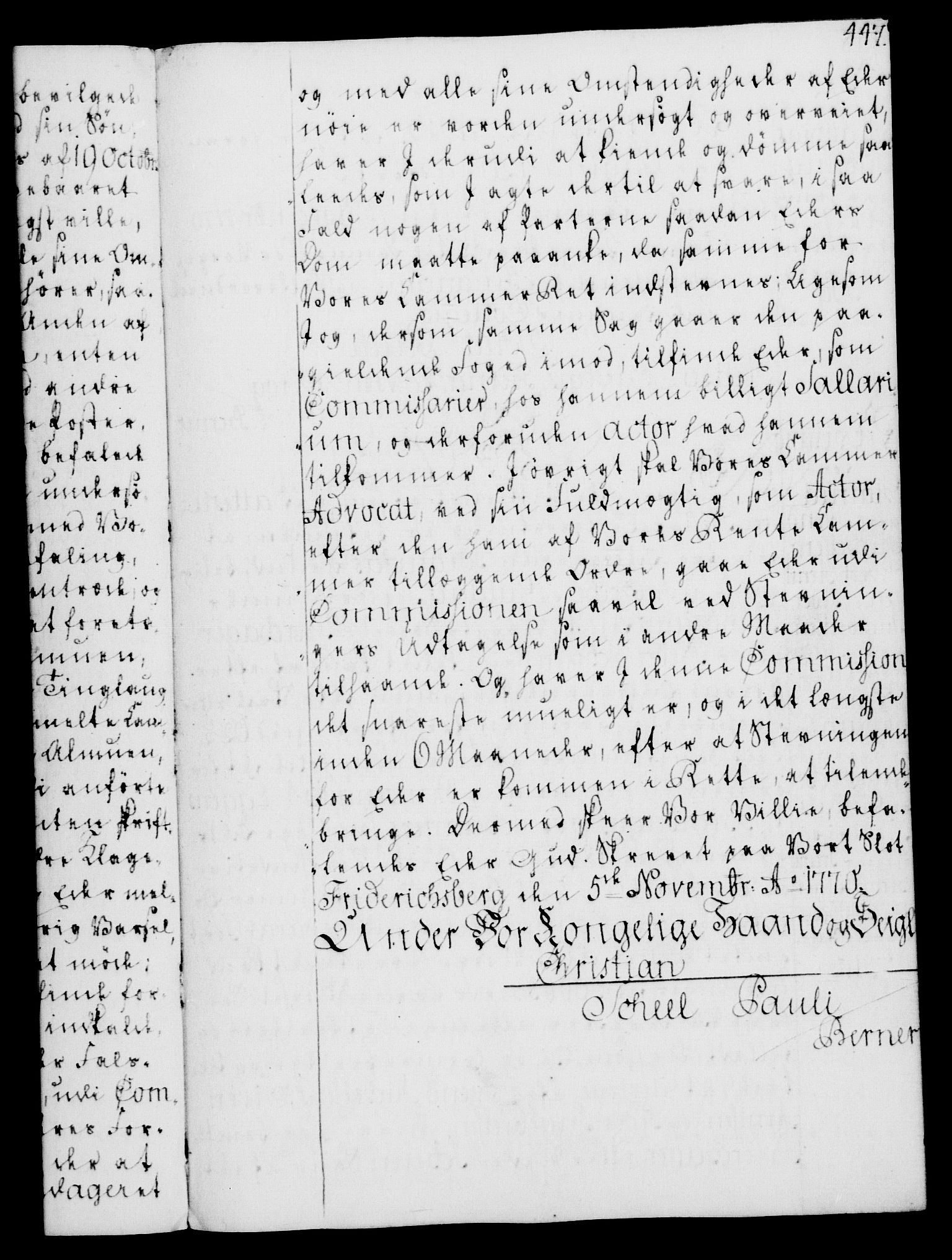 Rentekammeret, Kammerkanselliet, AV/RA-EA-3111/G/Gg/Gga/L0008: Norsk ekspedisjonsprotokoll med register (merket RK 53.8), 1768-1771, p. 447