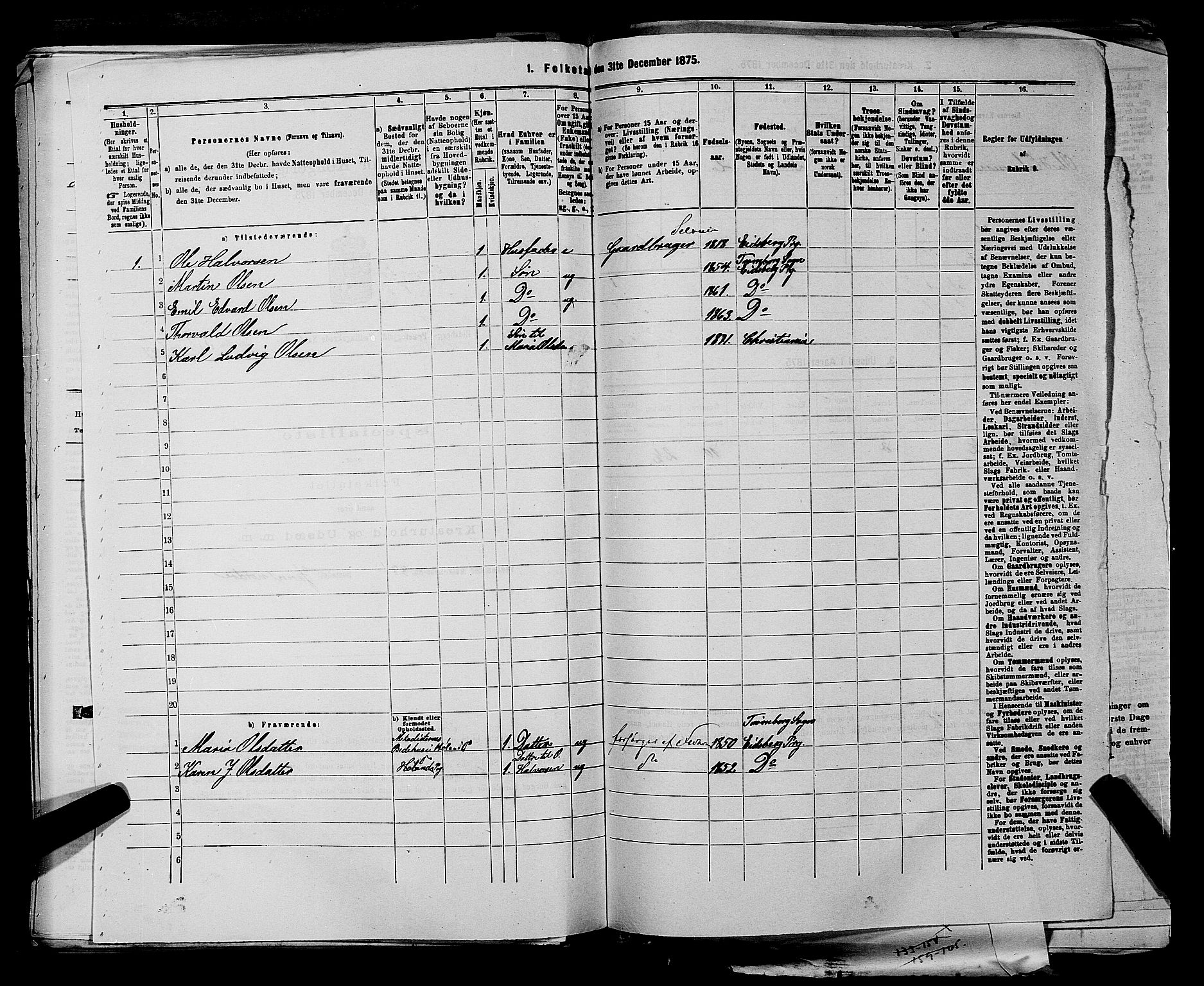 RA, 1875 census for 0125P Eidsberg, 1875, p. 1354