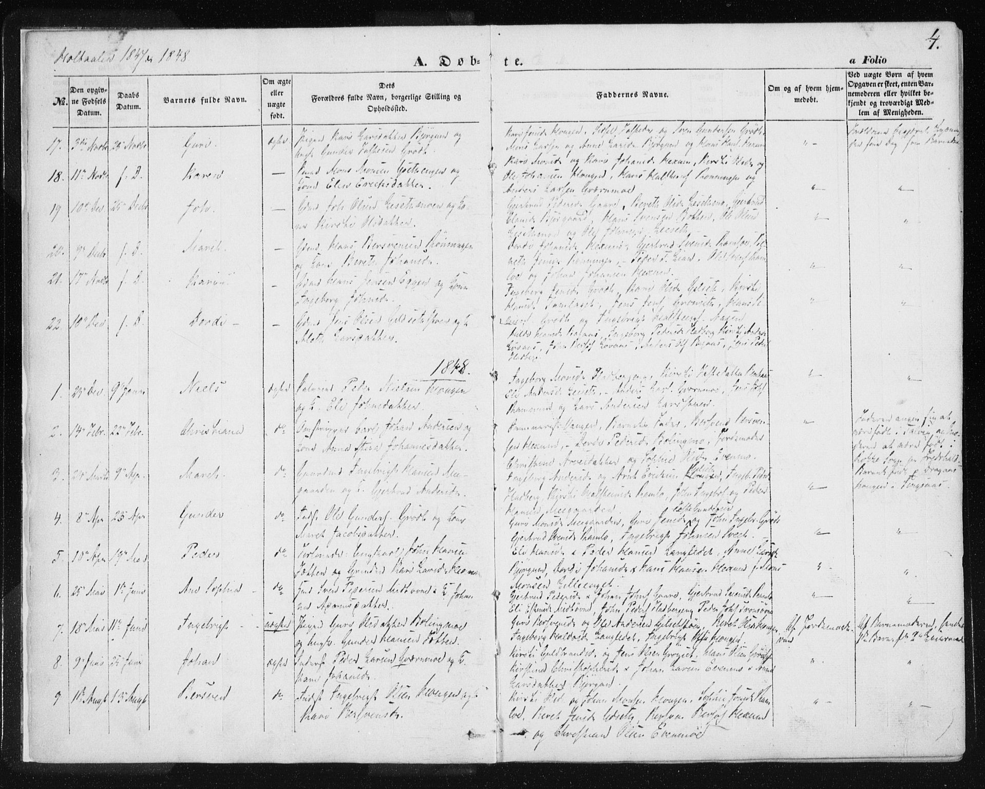 Ministerialprotokoller, klokkerbøker og fødselsregistre - Sør-Trøndelag, SAT/A-1456/685/L0963: Parish register (official) no. 685A06 /1, 1846-1859, p. 4