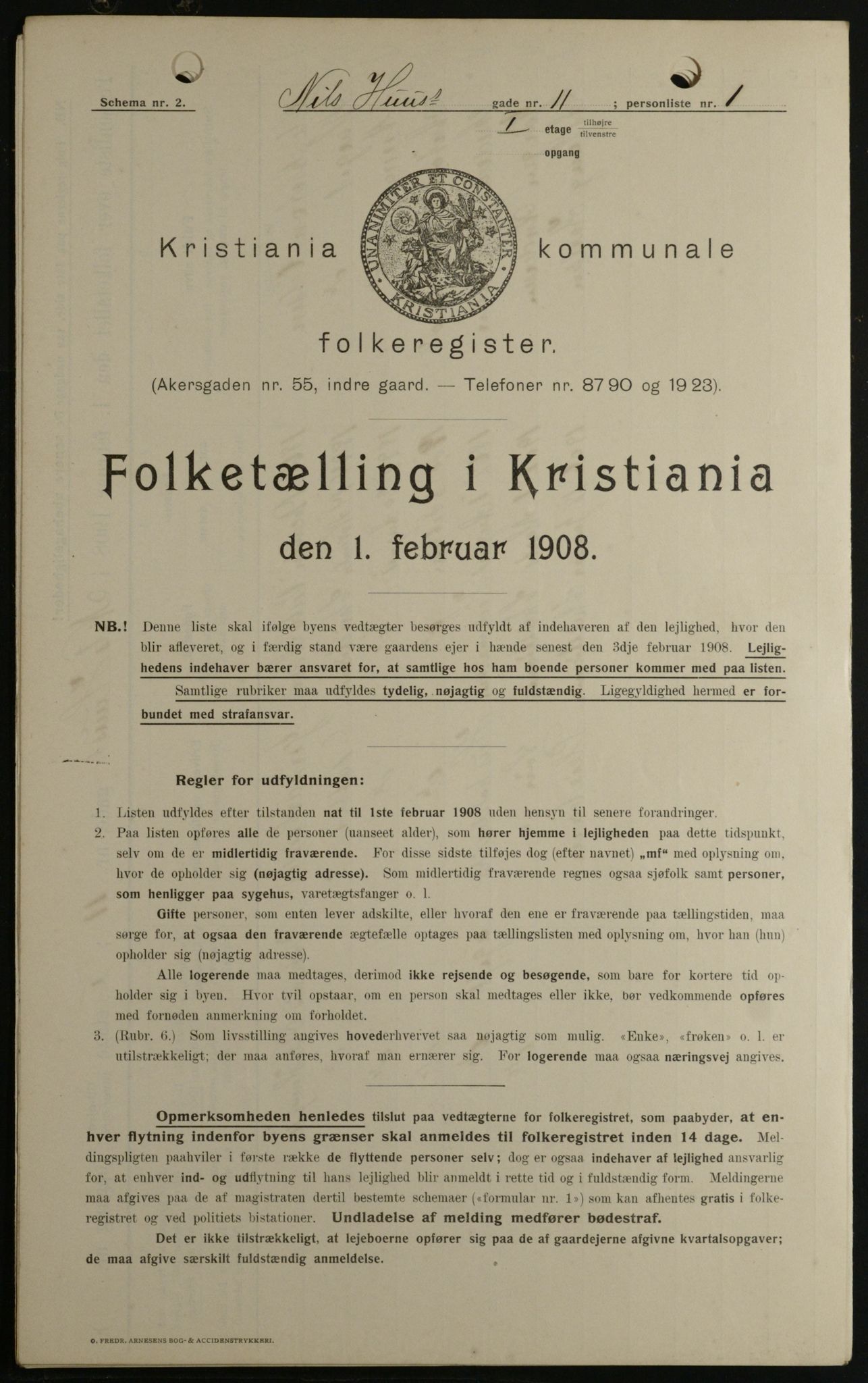 OBA, Municipal Census 1908 for Kristiania, 1908, p. 63680