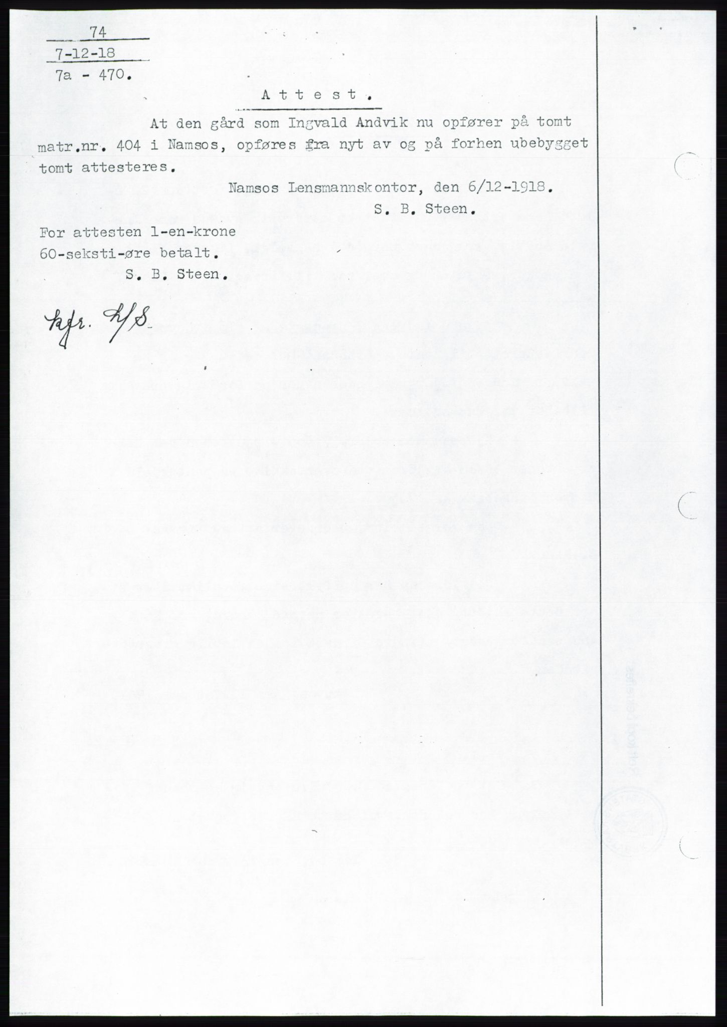 Namdal sorenskriveri, SAT/A-4133/1/2/2C: Mortgage book no. -, 1916-1921, Deed date: 07.12.1918