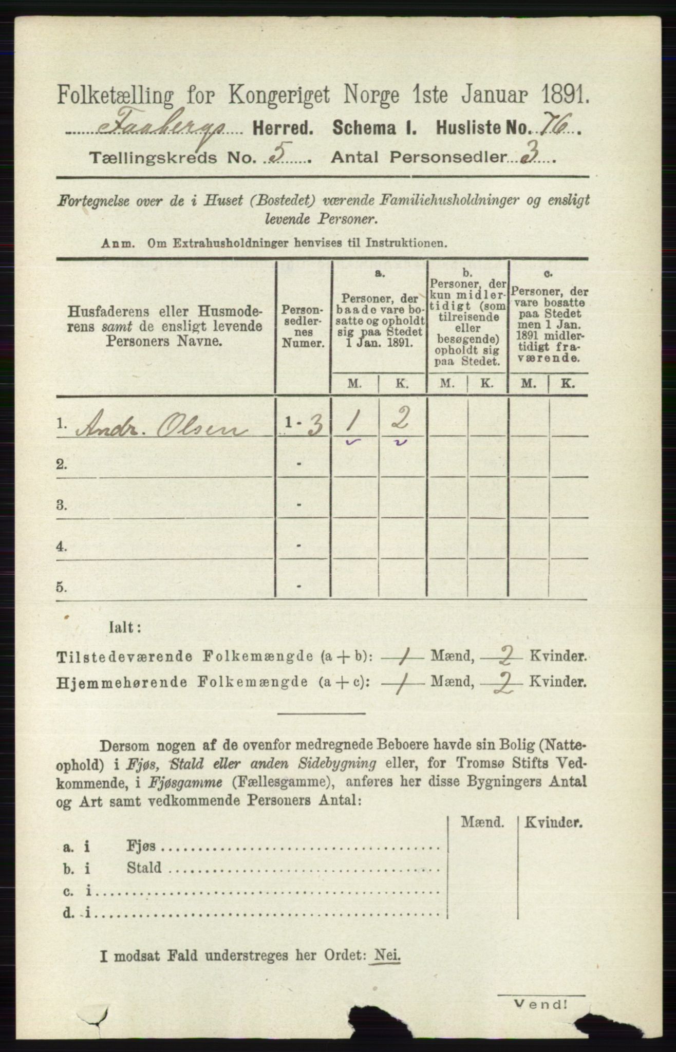 RA, 1891 census for 0524 Fåberg, 1891, p. 1632