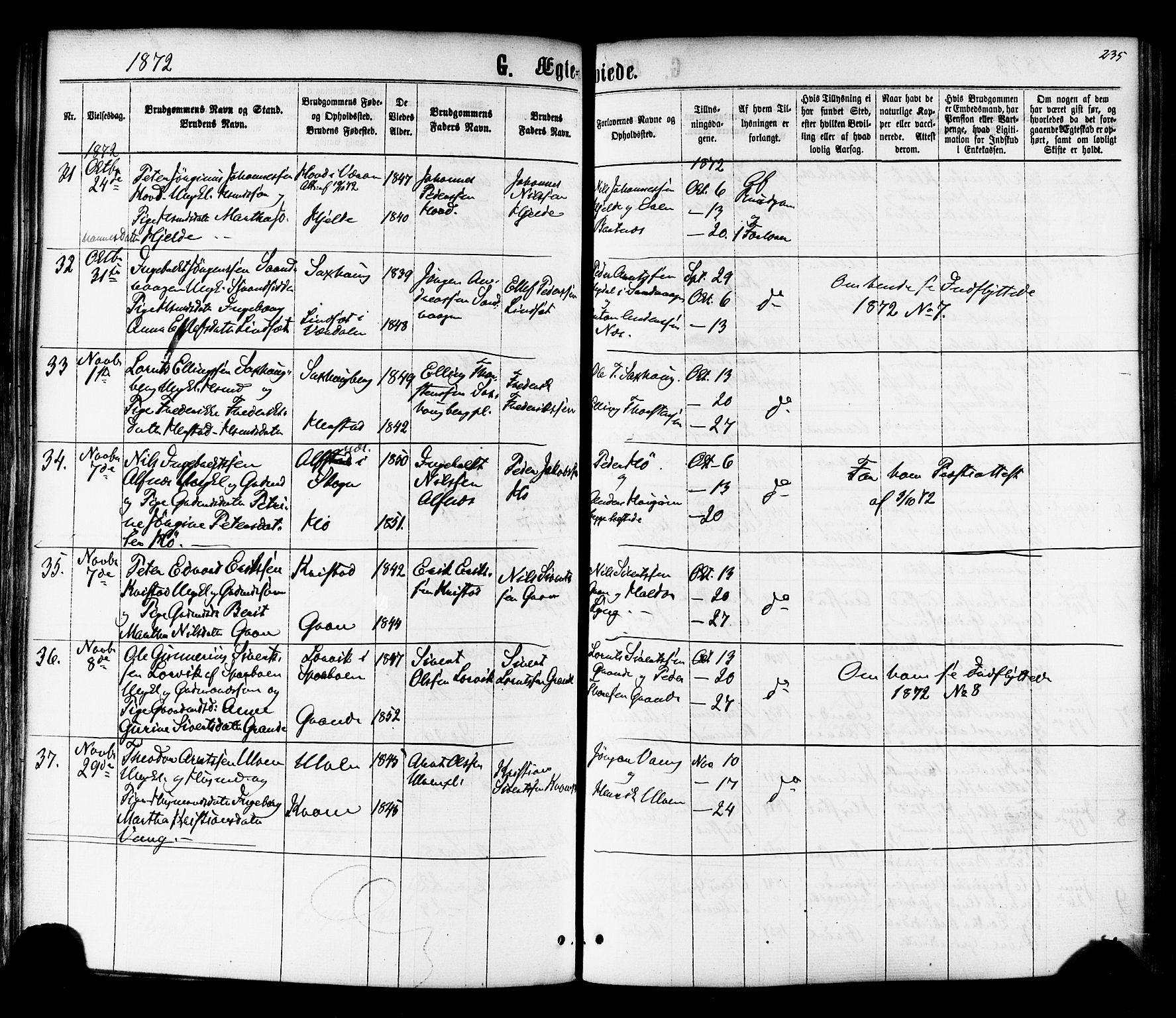Ministerialprotokoller, klokkerbøker og fødselsregistre - Nord-Trøndelag, SAT/A-1458/730/L0284: Parish register (official) no. 730A09, 1866-1878, p. 235