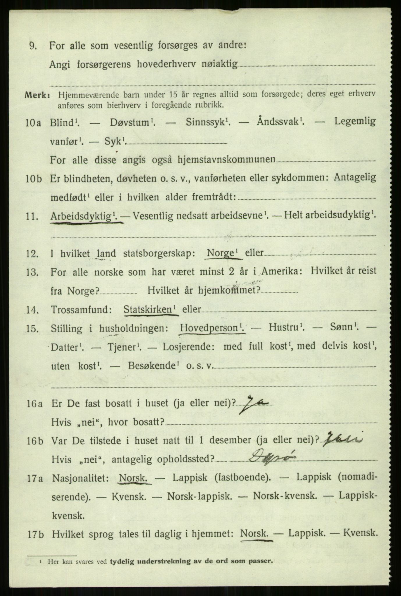 SATØ, 1920 census for Salangen, 1920, p. 2269