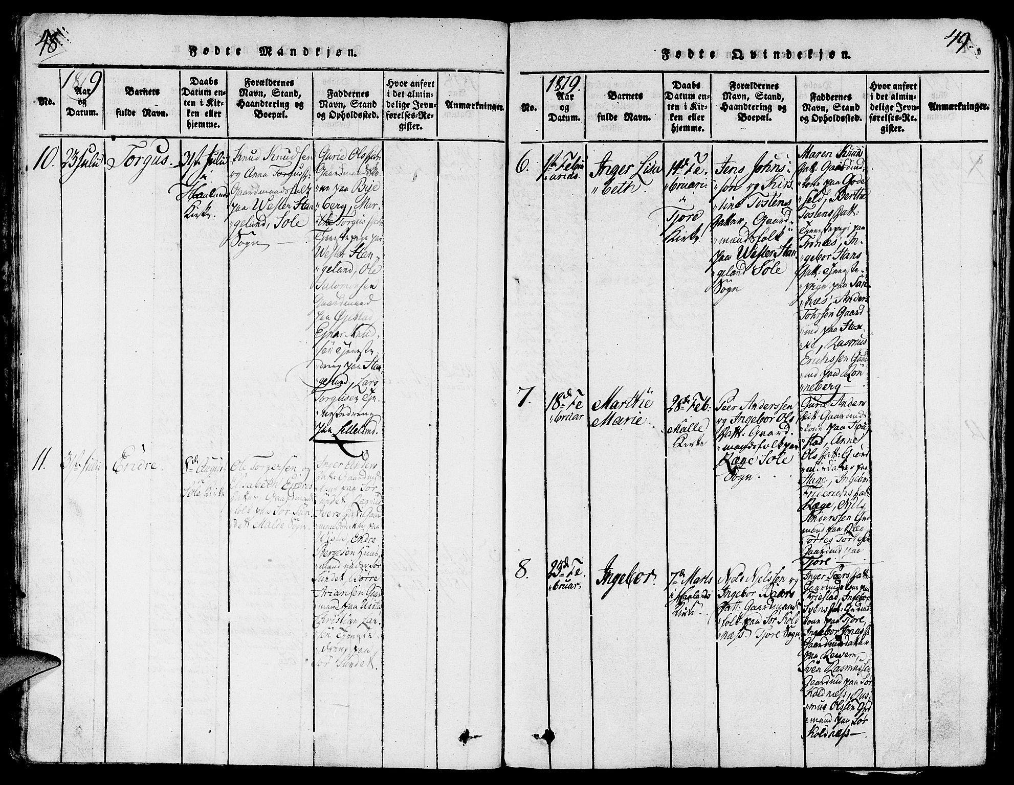 Håland sokneprestkontor, AV/SAST-A-101802/001/30BA/L0004: Parish register (official) no. A 4, 1815-1829, p. 48-49