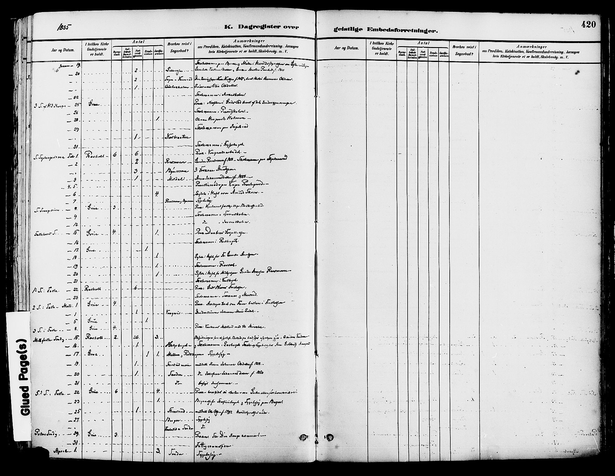 Grue prestekontor, SAH/PREST-036/H/Ha/Haa/L0012: Parish register (official) no. 12, 1881-1897, p. 420